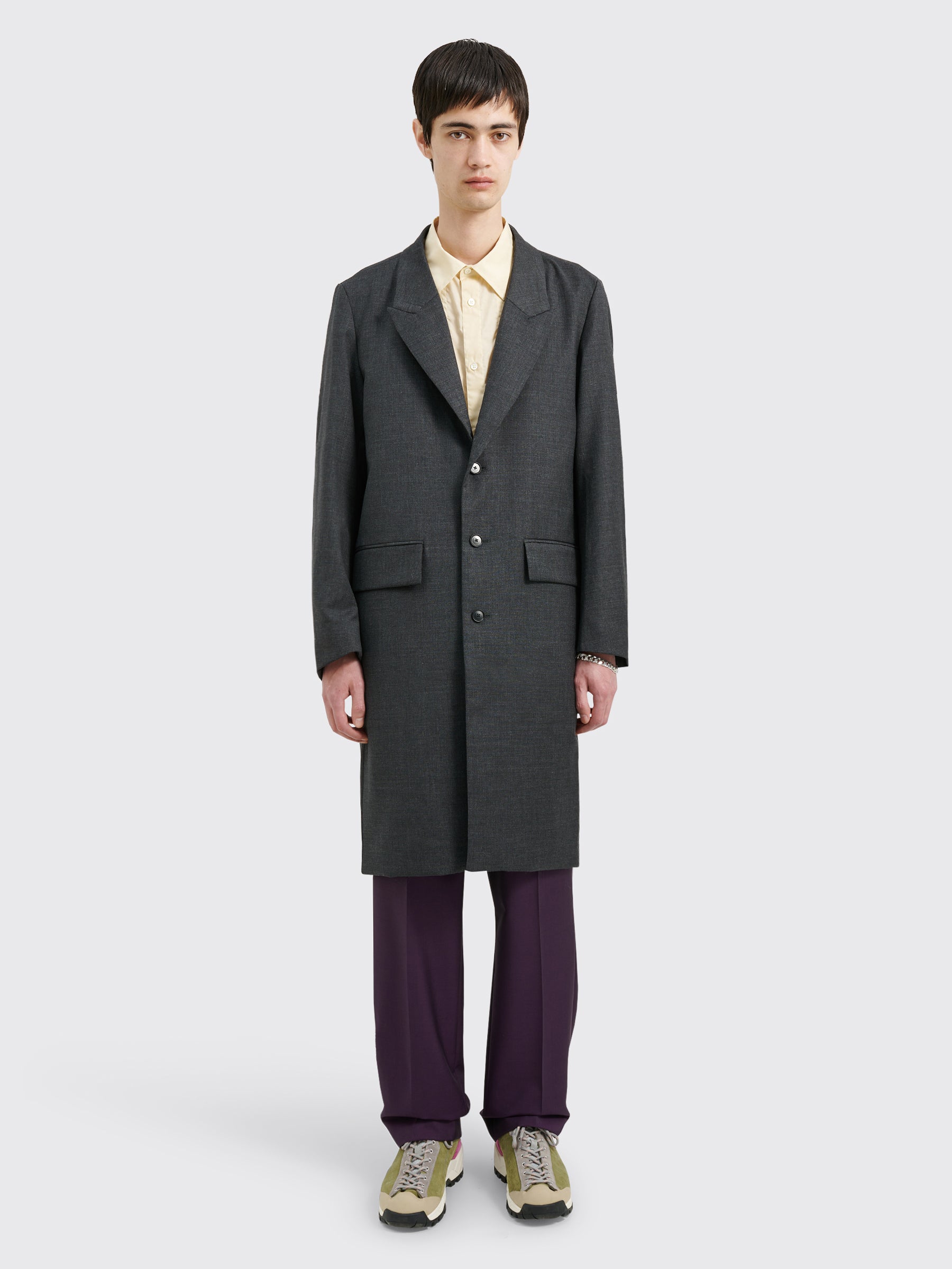 TRÈS BIEN everywear Peak Lapel Coat Wool Dark Grey