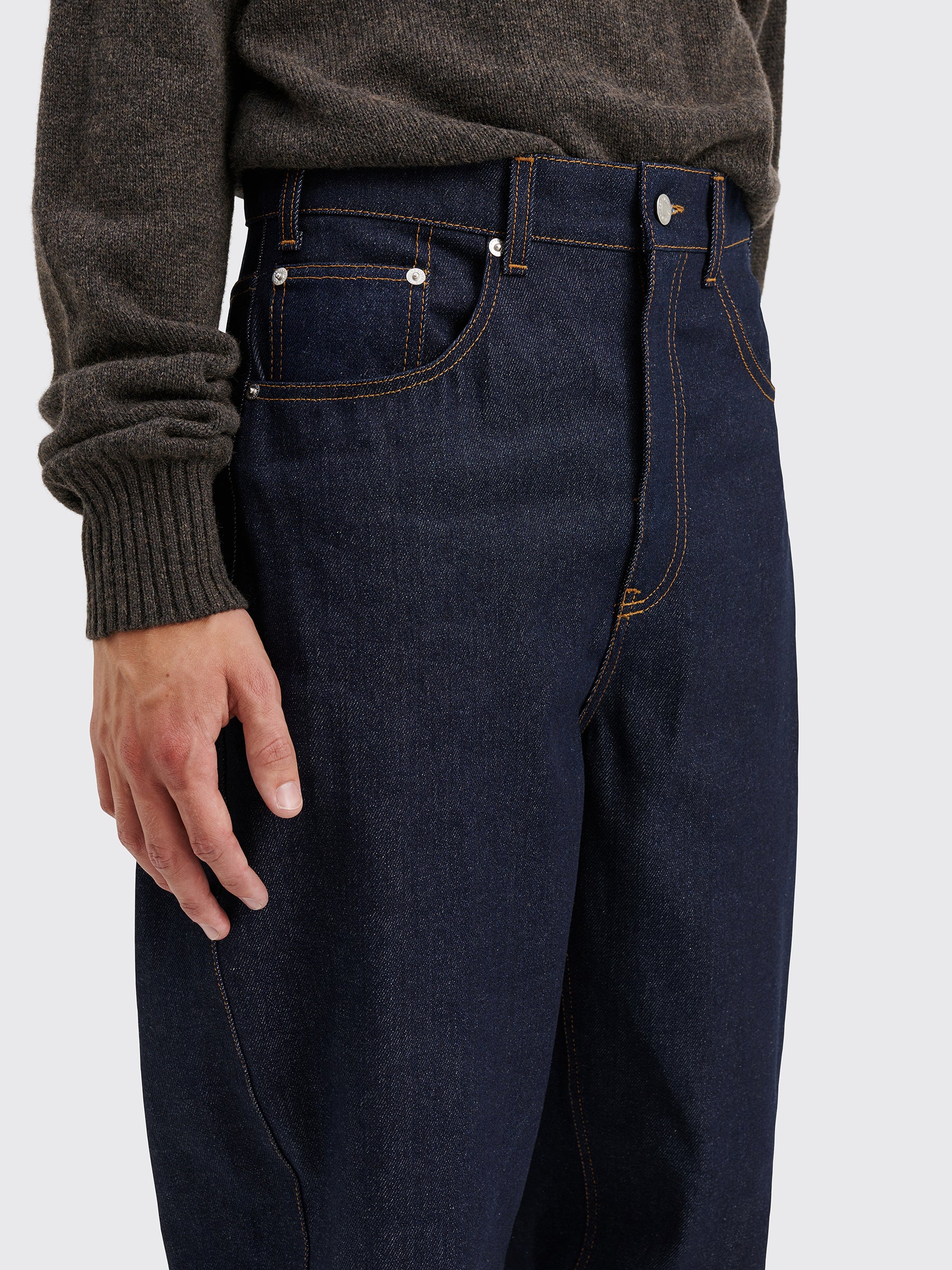 TRÈS BIEN everywear Twisted 5 Pocket Work Pant Raw Denim Blue