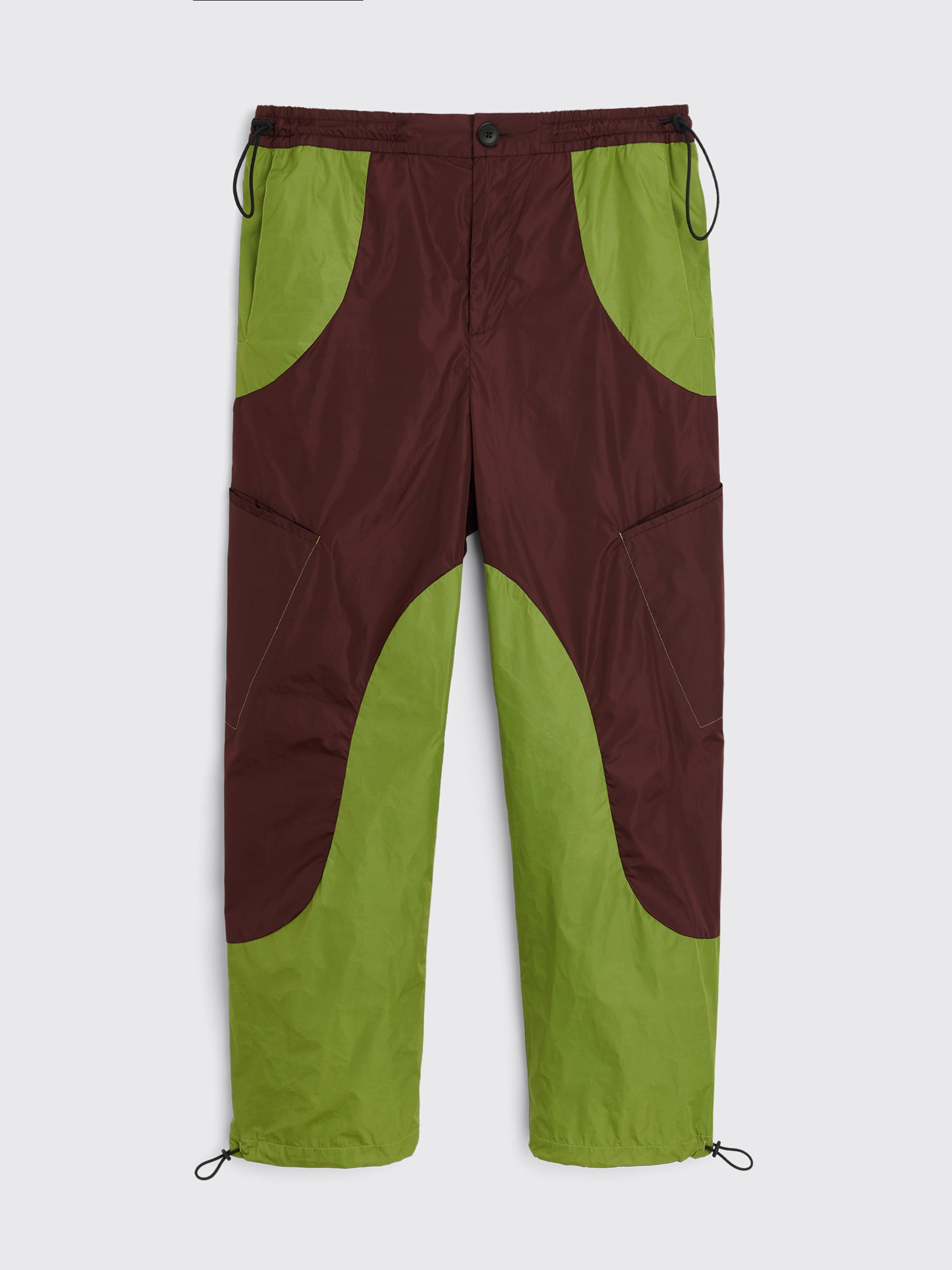 TRÈS BIEN everywear Tech Panelled Trousers Nylon Burgundy / Green