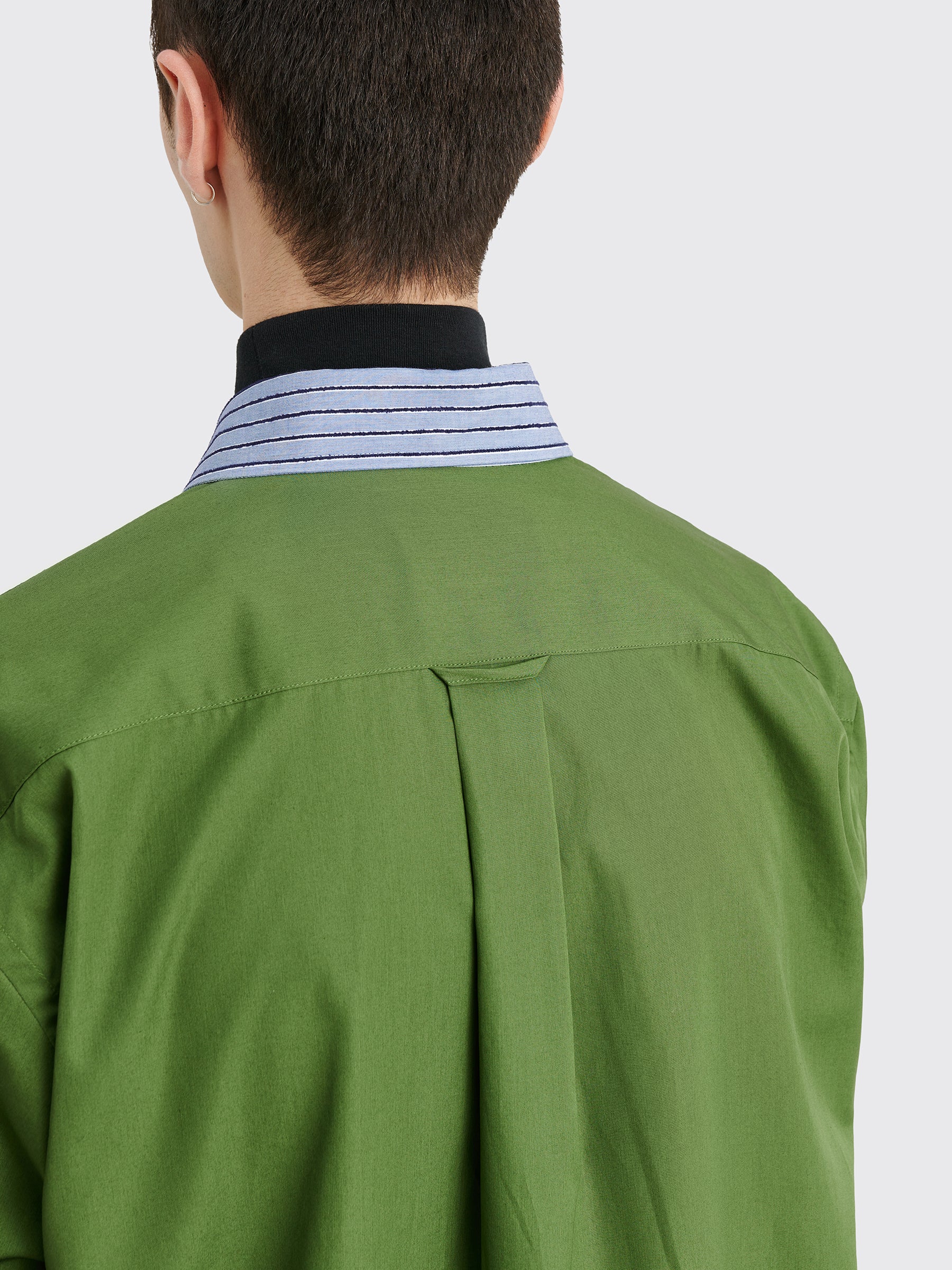 TRÈS BIEN everywear Raw Seam Oversized Classic Shirt Cotton Green Stripe