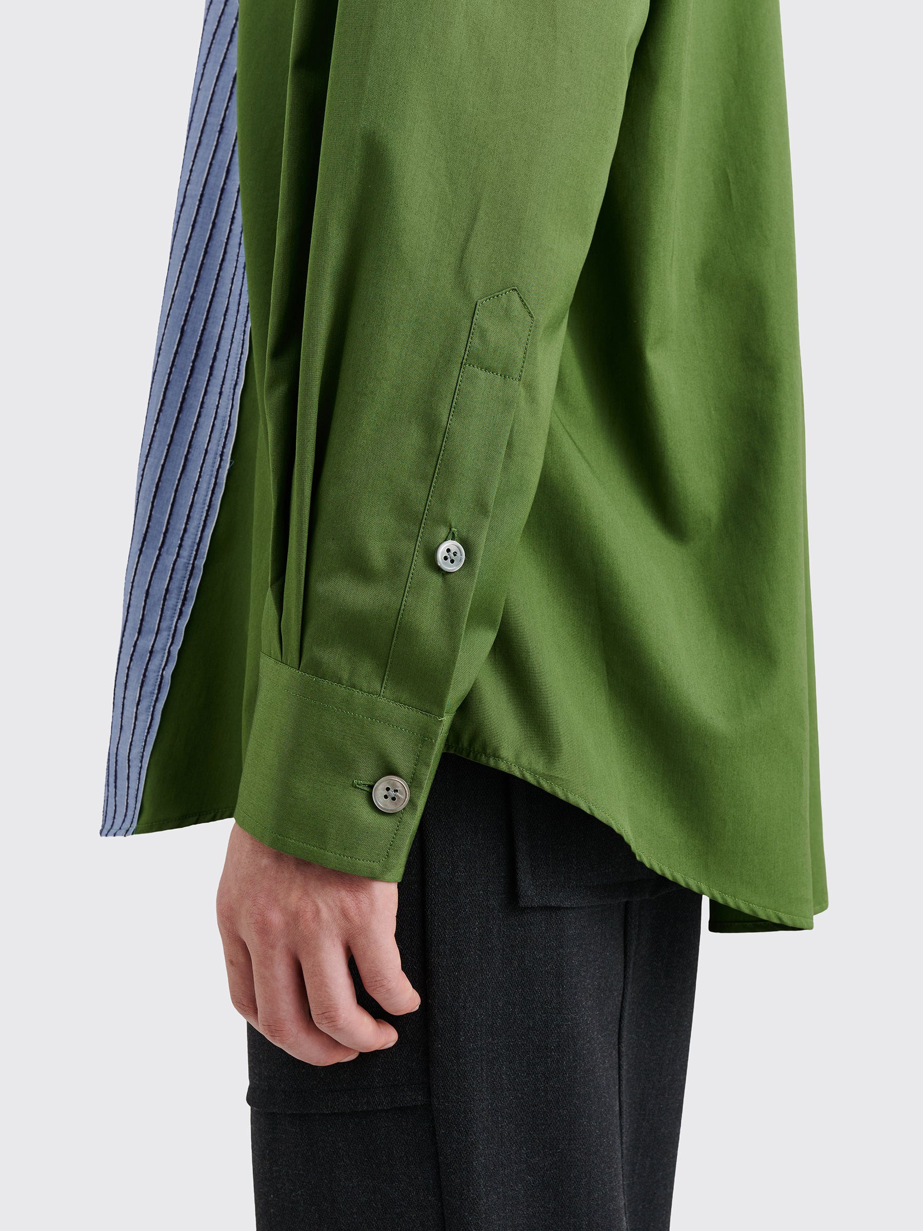 TRÈS BIEN everywear Raw Seam Oversized Classic Shirt Cotton Green Stripe