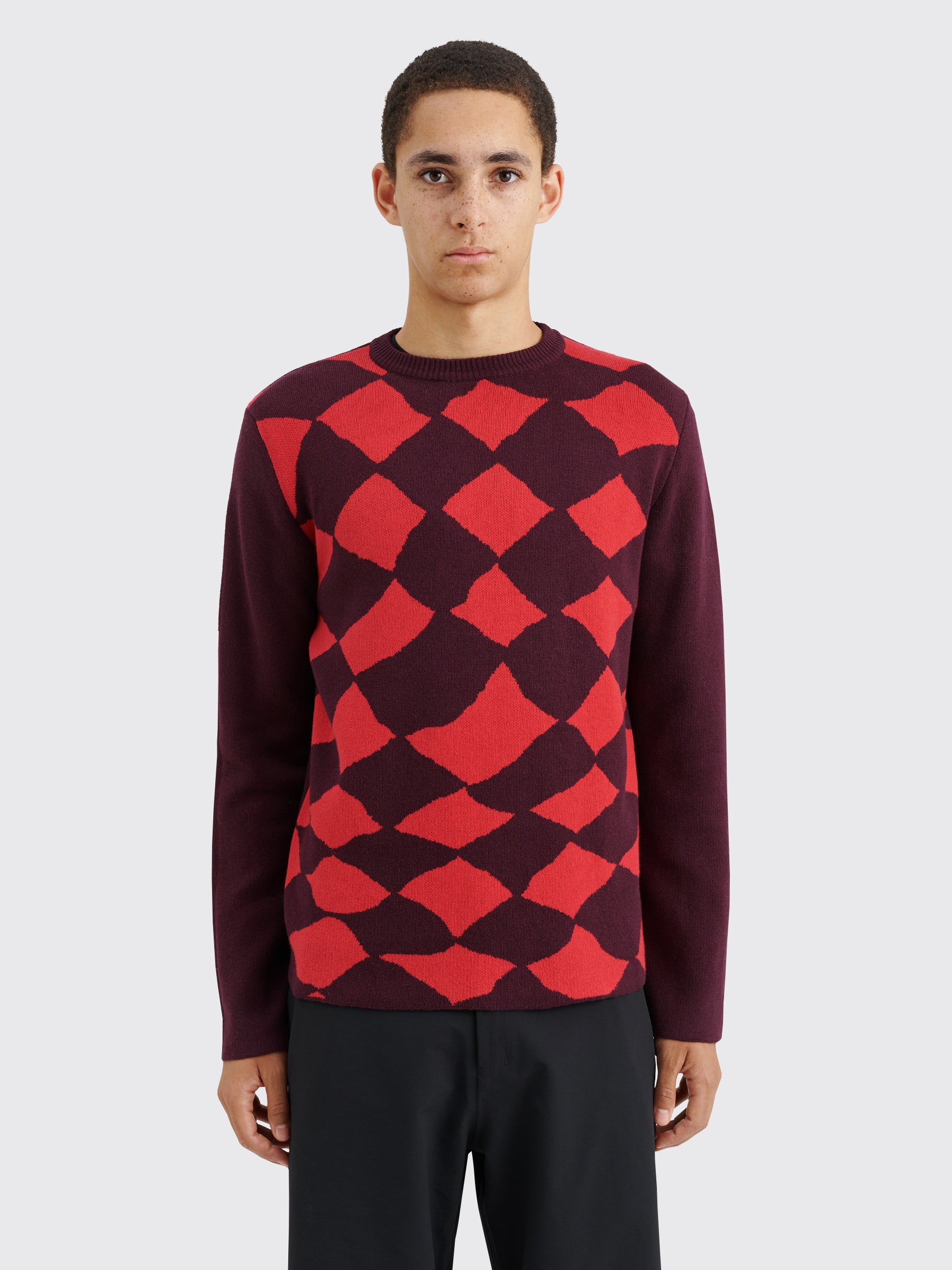 TRÈS BIEN everywear Pattern Knitted Sweatshirt Cotton Cashmere Burgundy / Red