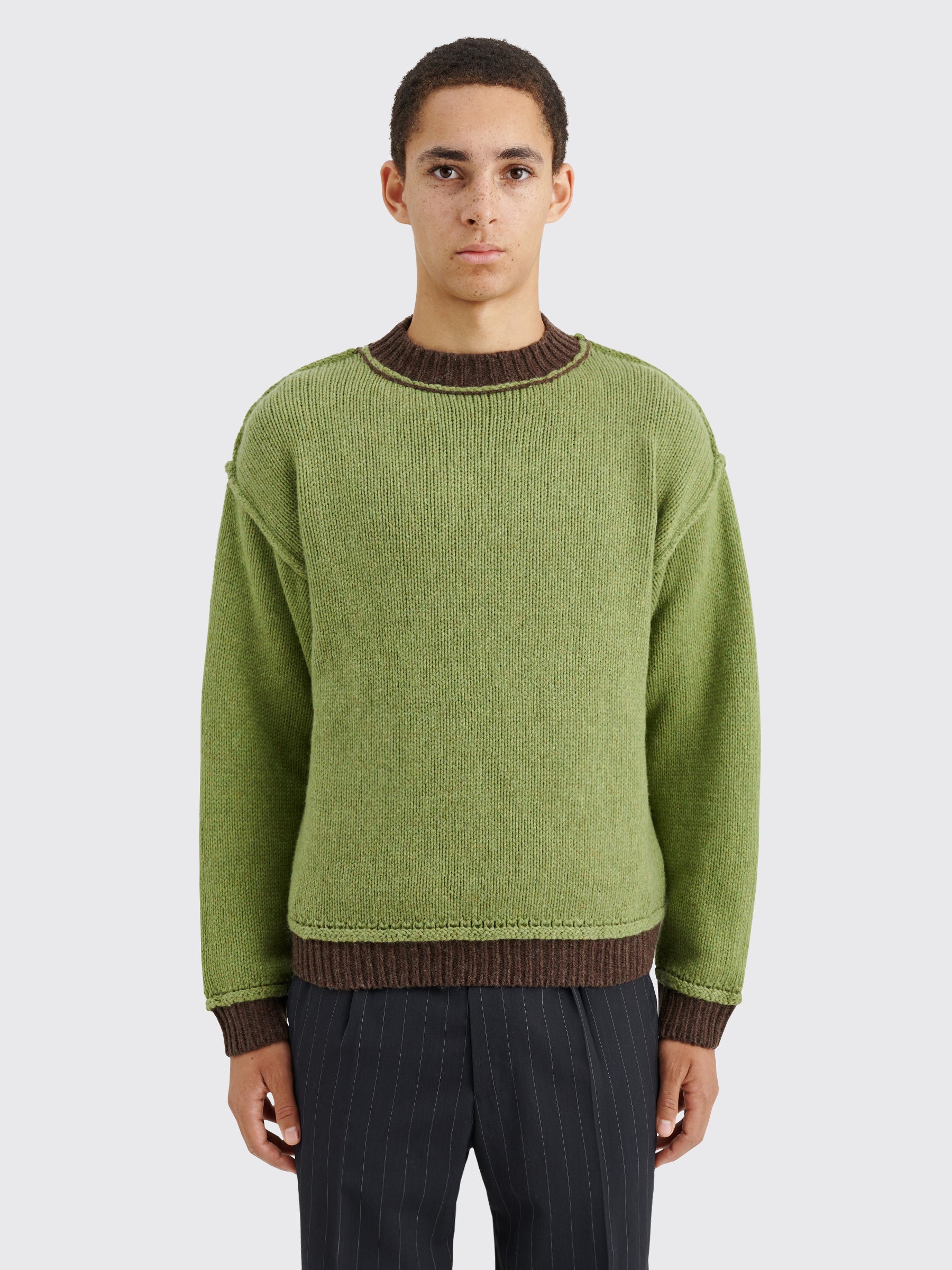 TRÈS BIEN everywear Inside Out Sweater Wool Green Brown