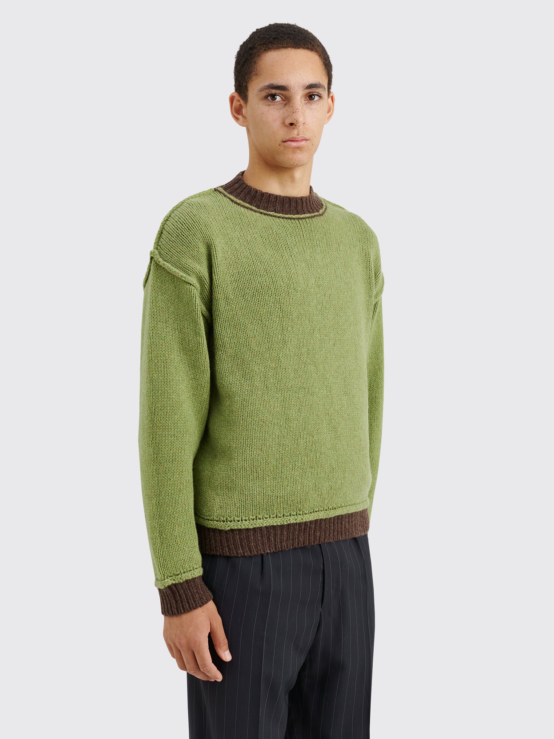 TRÈS BIEN everywear Inside Out Sweater Wool Green Brown