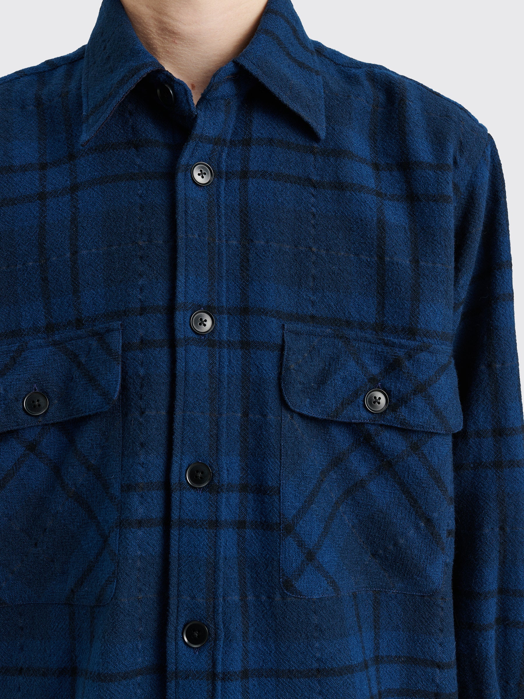 TRÈS BIEN everywear Oversized Classic Shirt Wool Blue Flannel