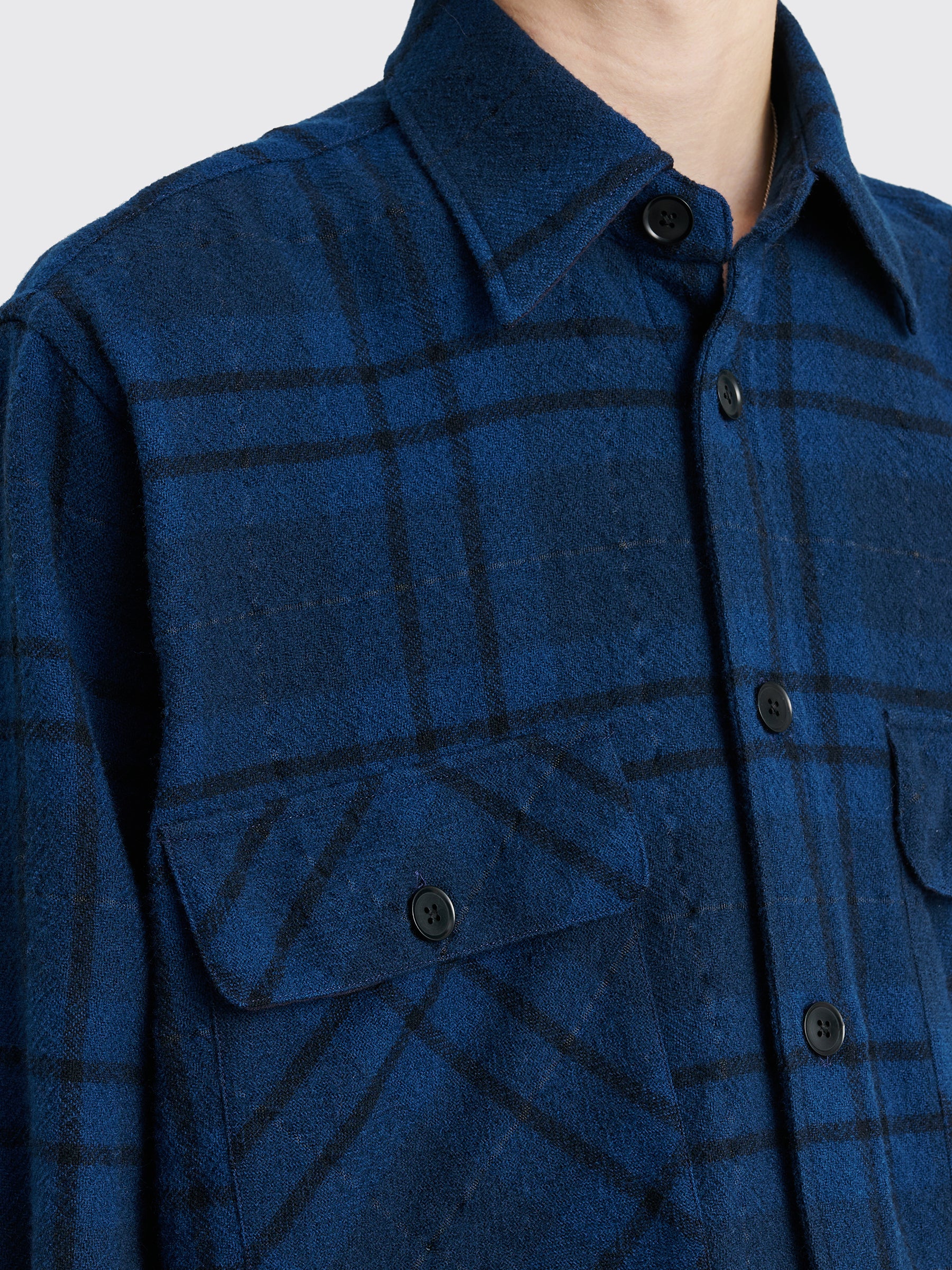 TRÈS BIEN everywear Oversized Classic Shirt Wool Blue Flannel