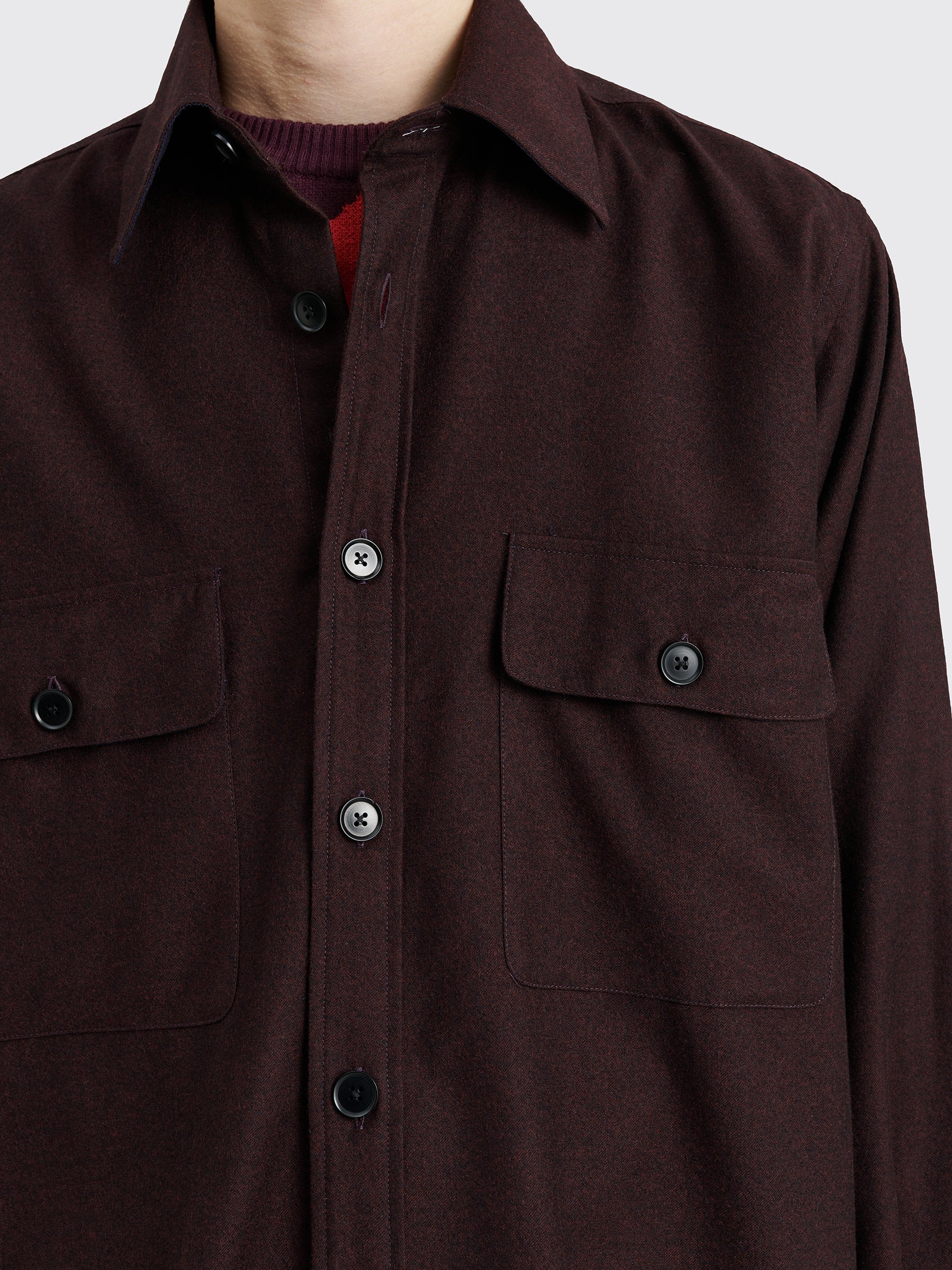 TRÈS BIEN everywear Oversized Classic Shirt Virgin Wool Burgundy