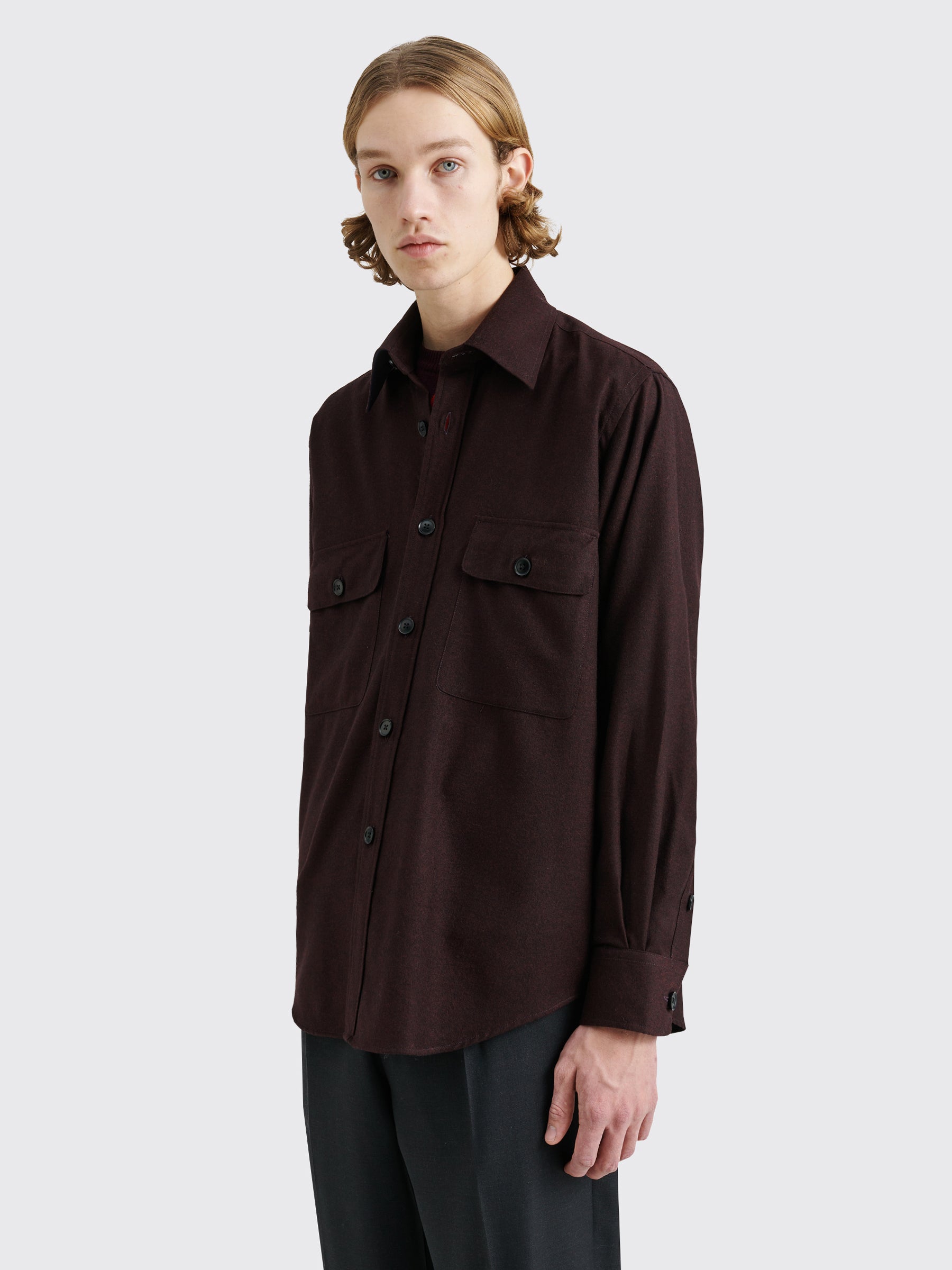 TRÈS BIEN everywear Oversized Classic Shirt Virgin Wool Burgundy