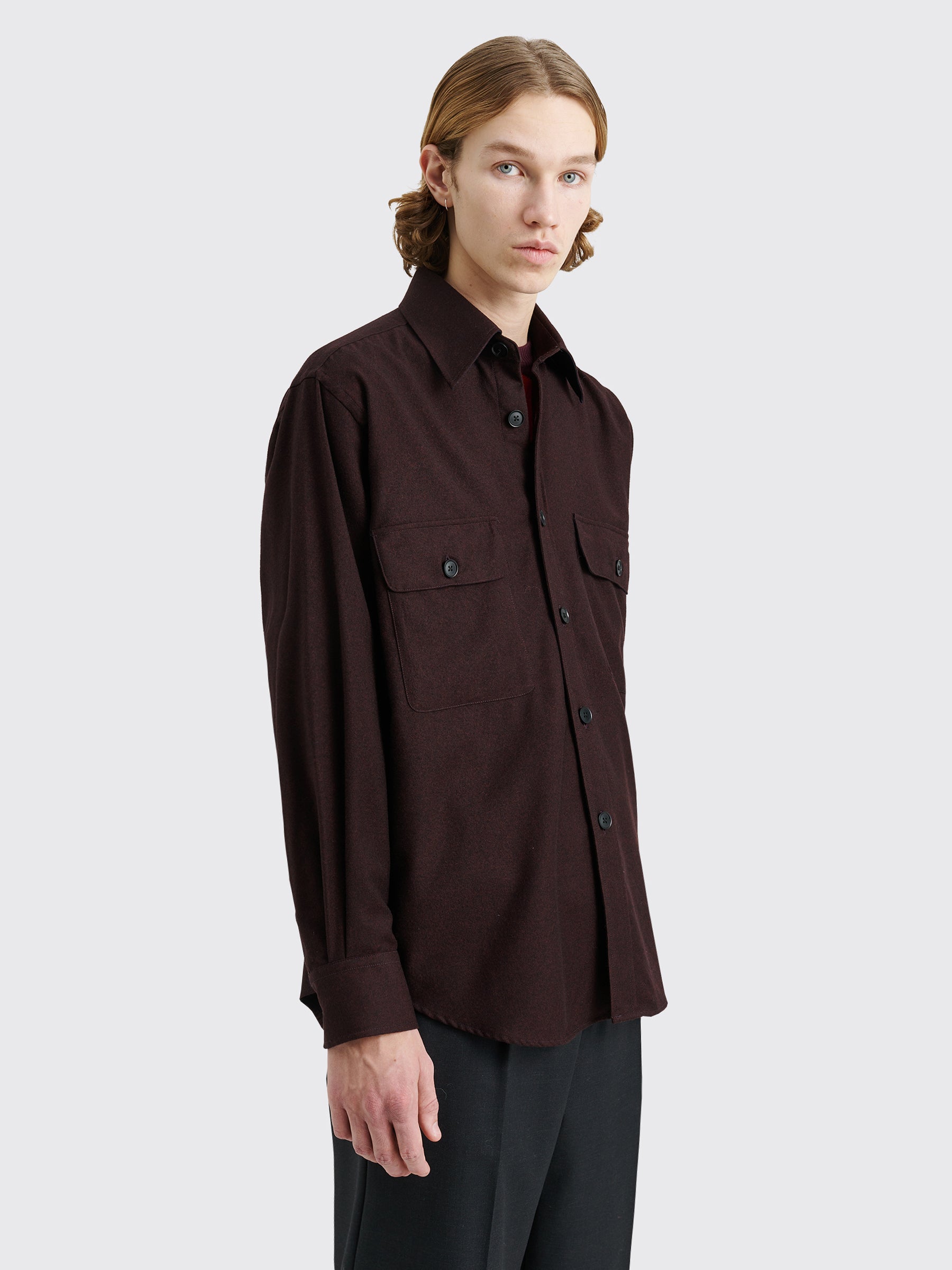 TRÈS BIEN everywear Oversized Classic Shirt Virgin Wool Burgundy