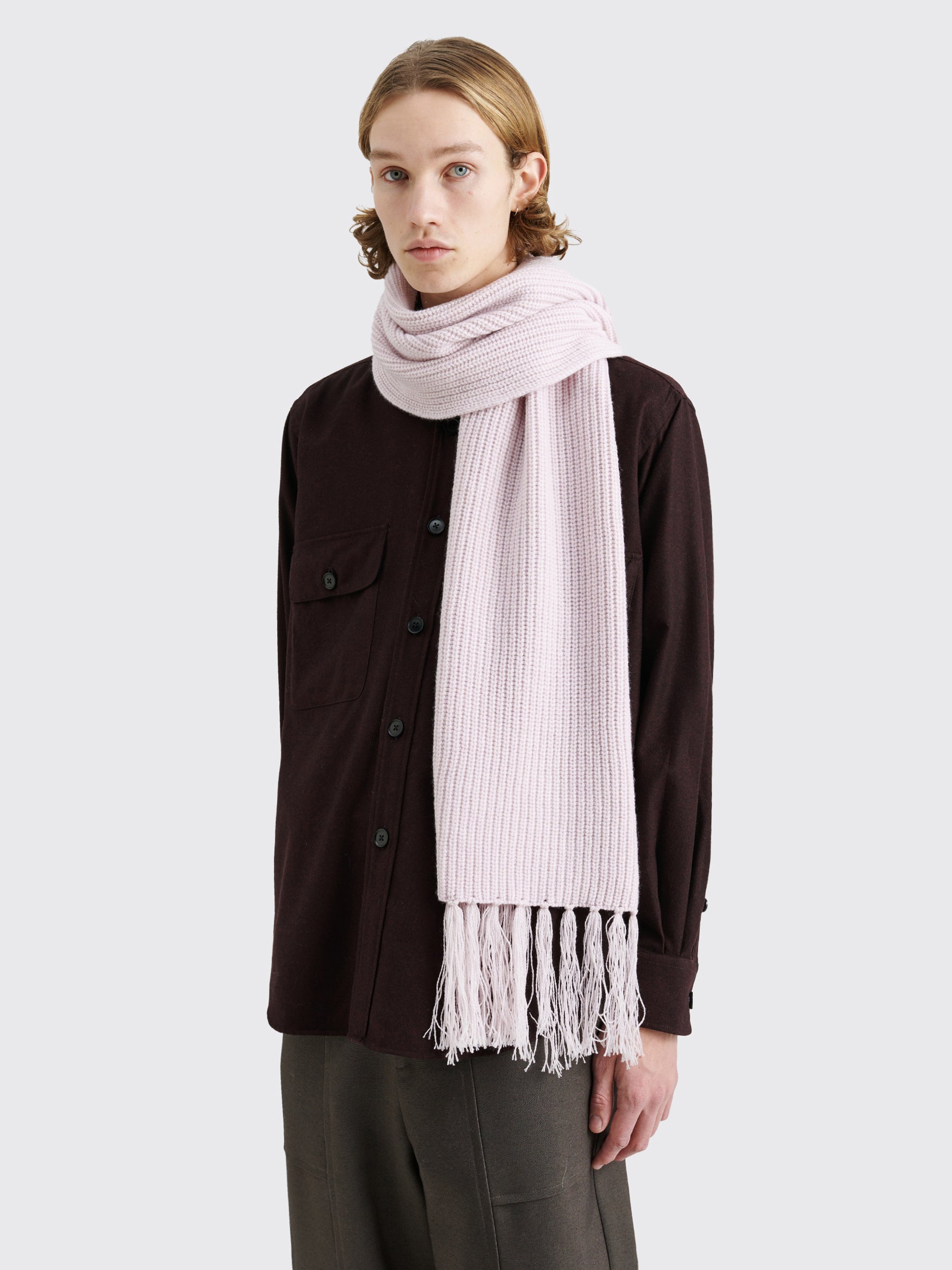 TRÈS BIEN everywear Rib Wool Scarf Merino Cashmere Light Pink