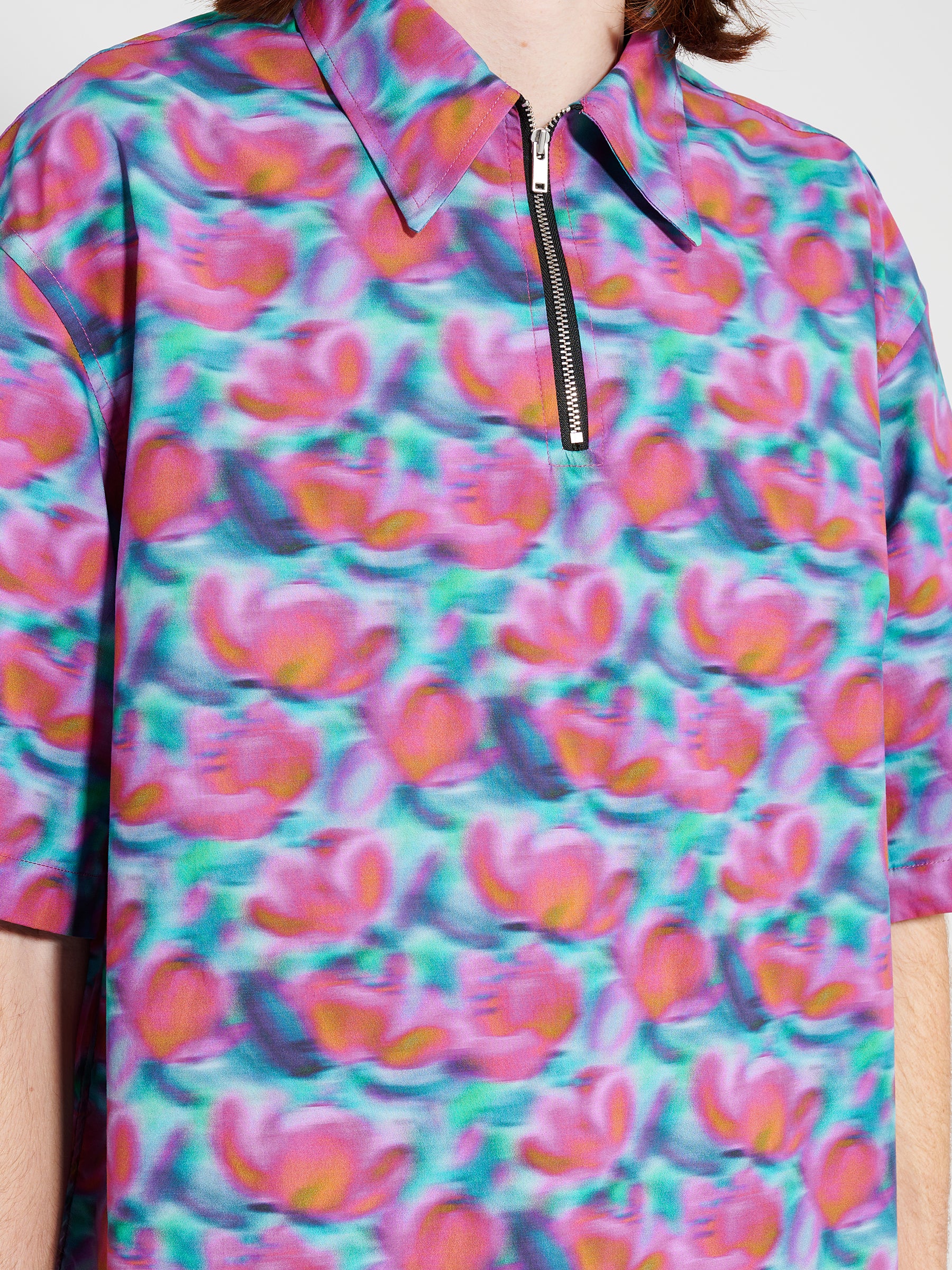 TRÈS BIEN everywear Half Zip Print Shirt Tencel Multi