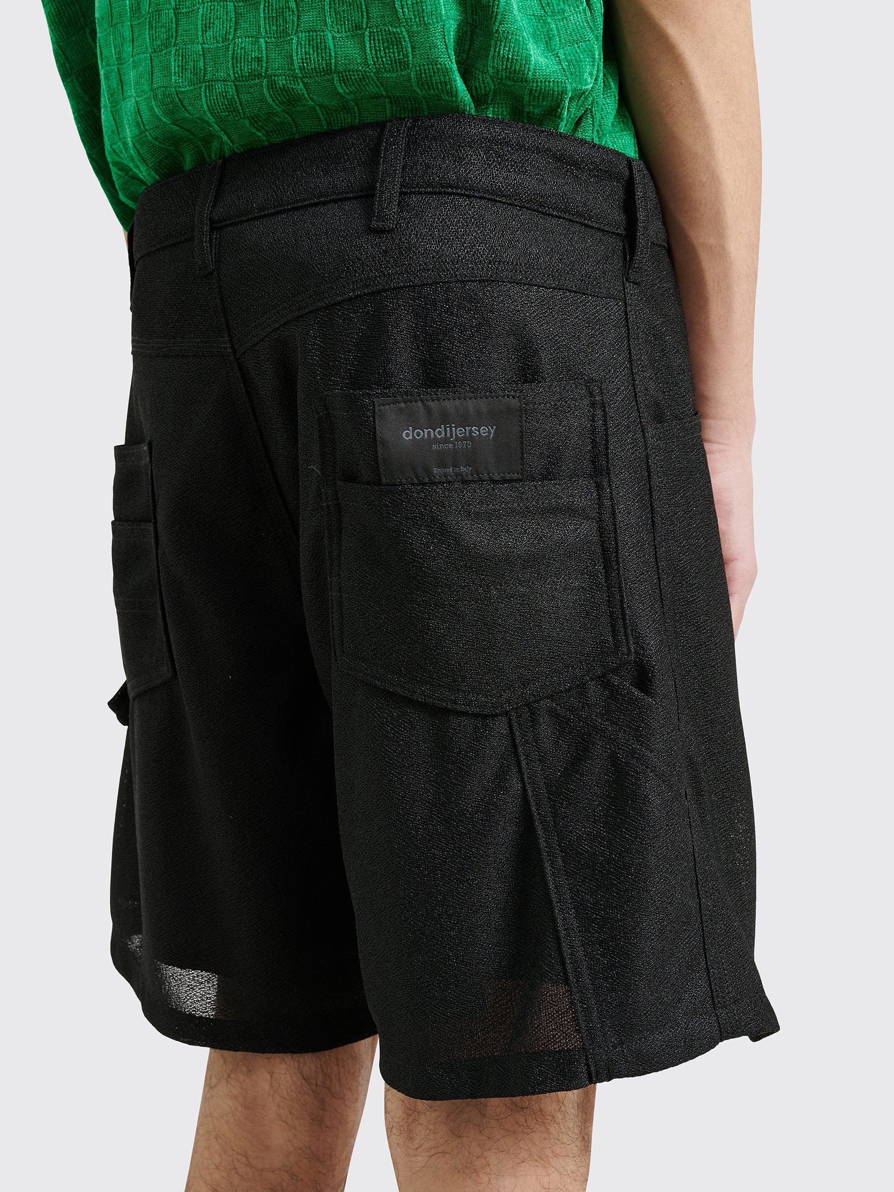 4SDESIGNS Crepe Jersey Knit Carpenter Shorts Black
