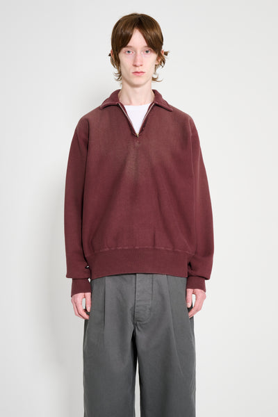 A.PRESSE Vintage Half Zip Sweatshirt Burgundy – Très Bien