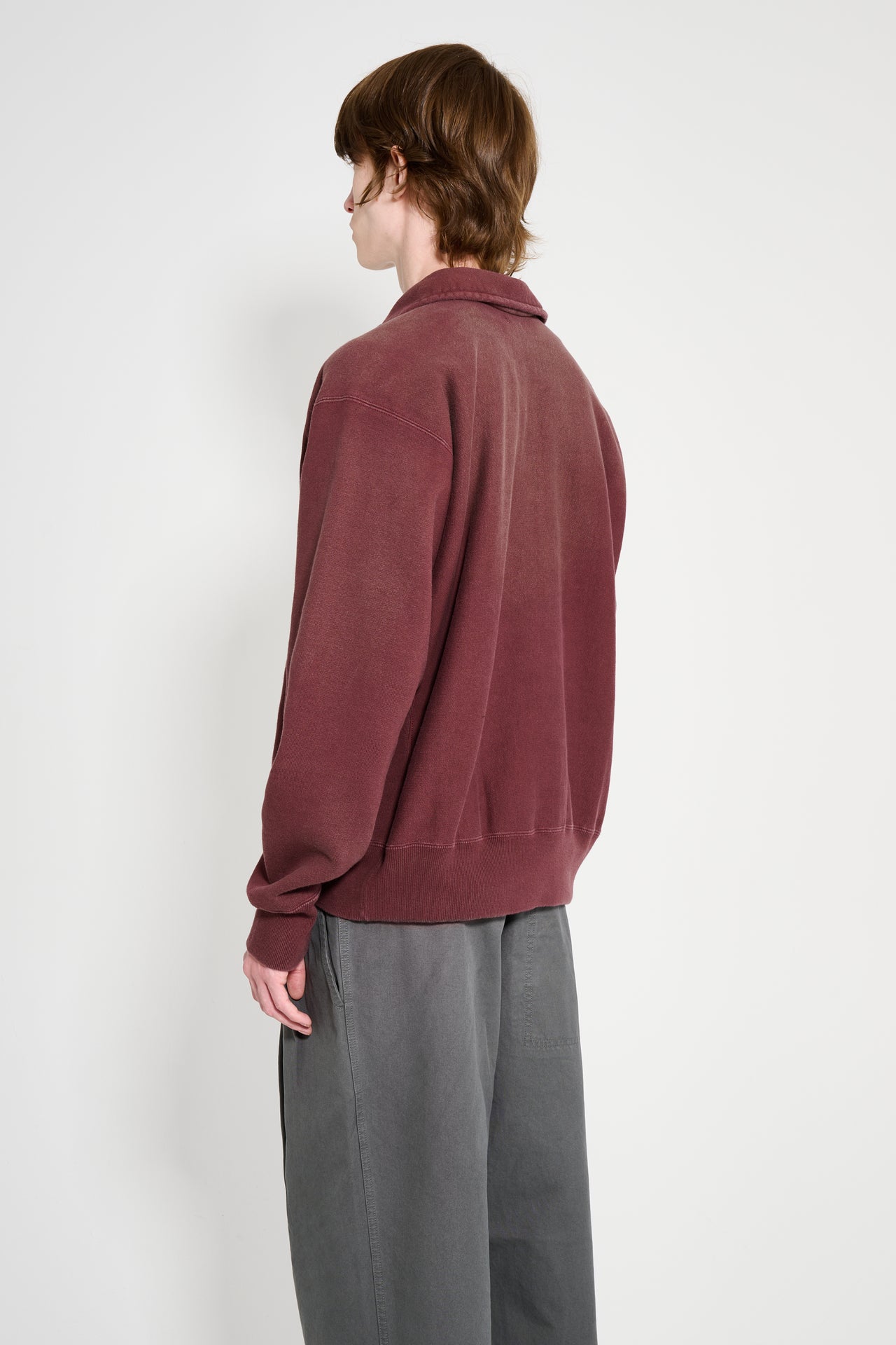 A.PRESSE Vintage Half Zip Sweatshirt Burgundy