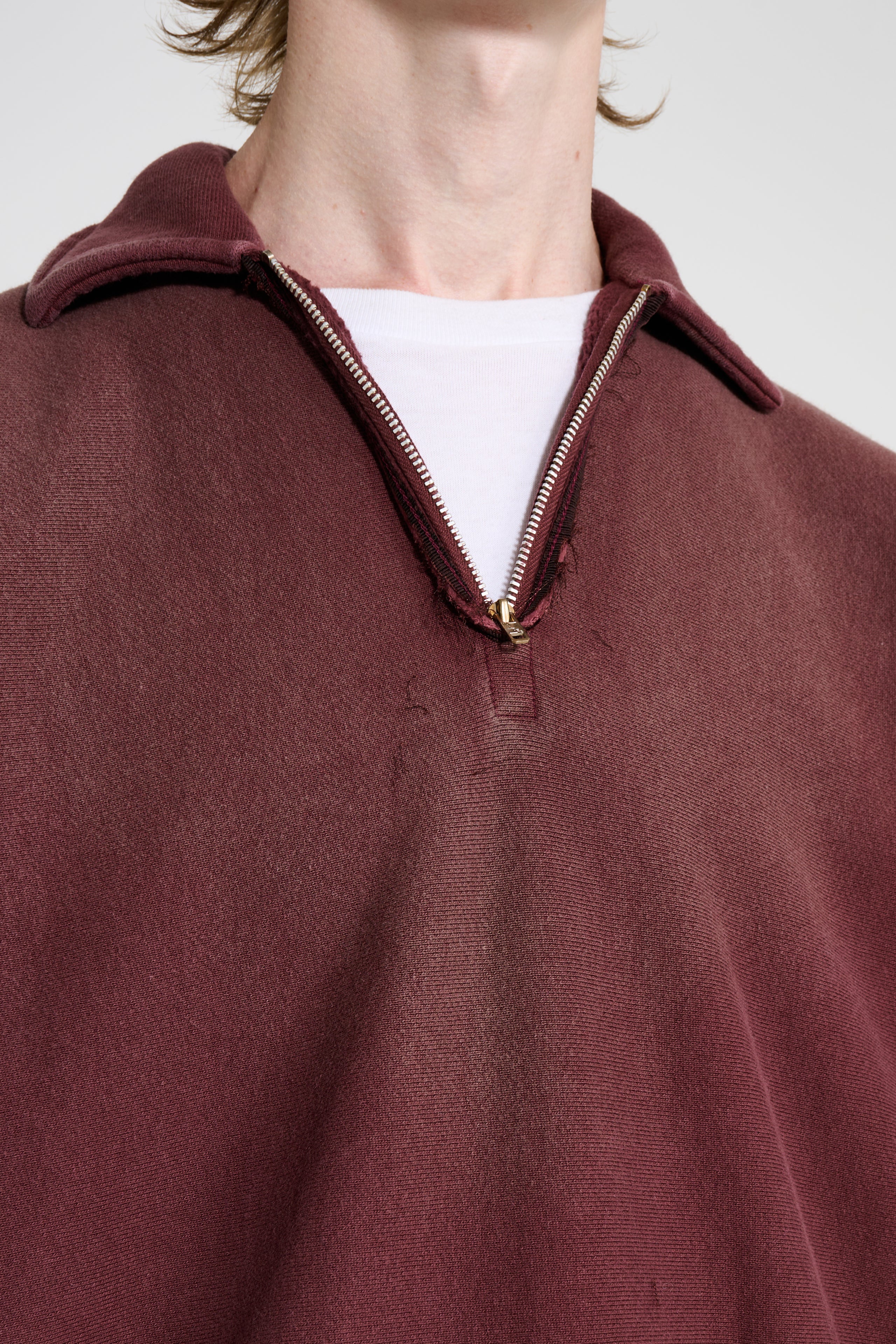 A.PRESSE Vintage Half Zip Sweatshirt Burgundy
