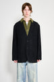 A.PRESSE Silk Cashmere Tweed Collarless Jacket Charcoal