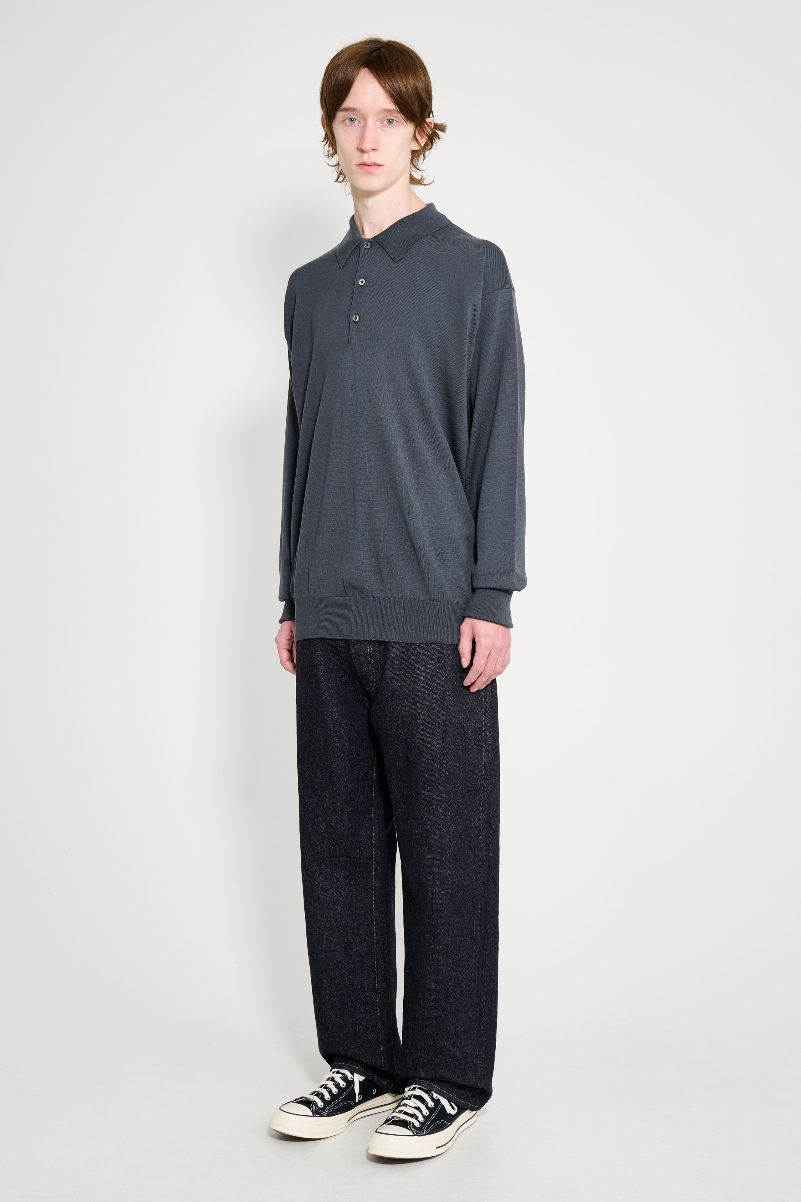 A.PRESSE Washed Denim Wide Pants Indigo