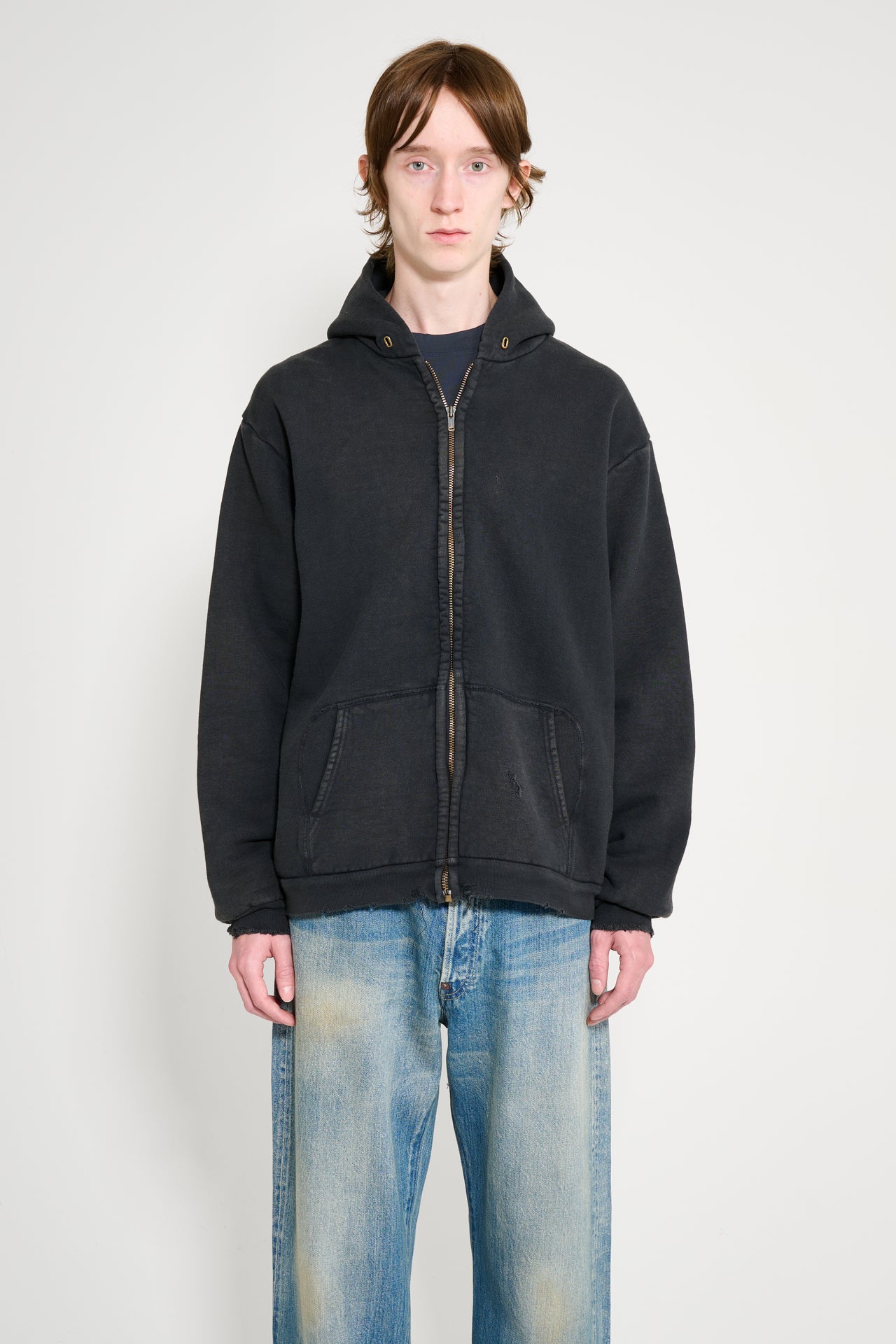 A.PRESSE Vintage Zip Sweat Hoodie Black