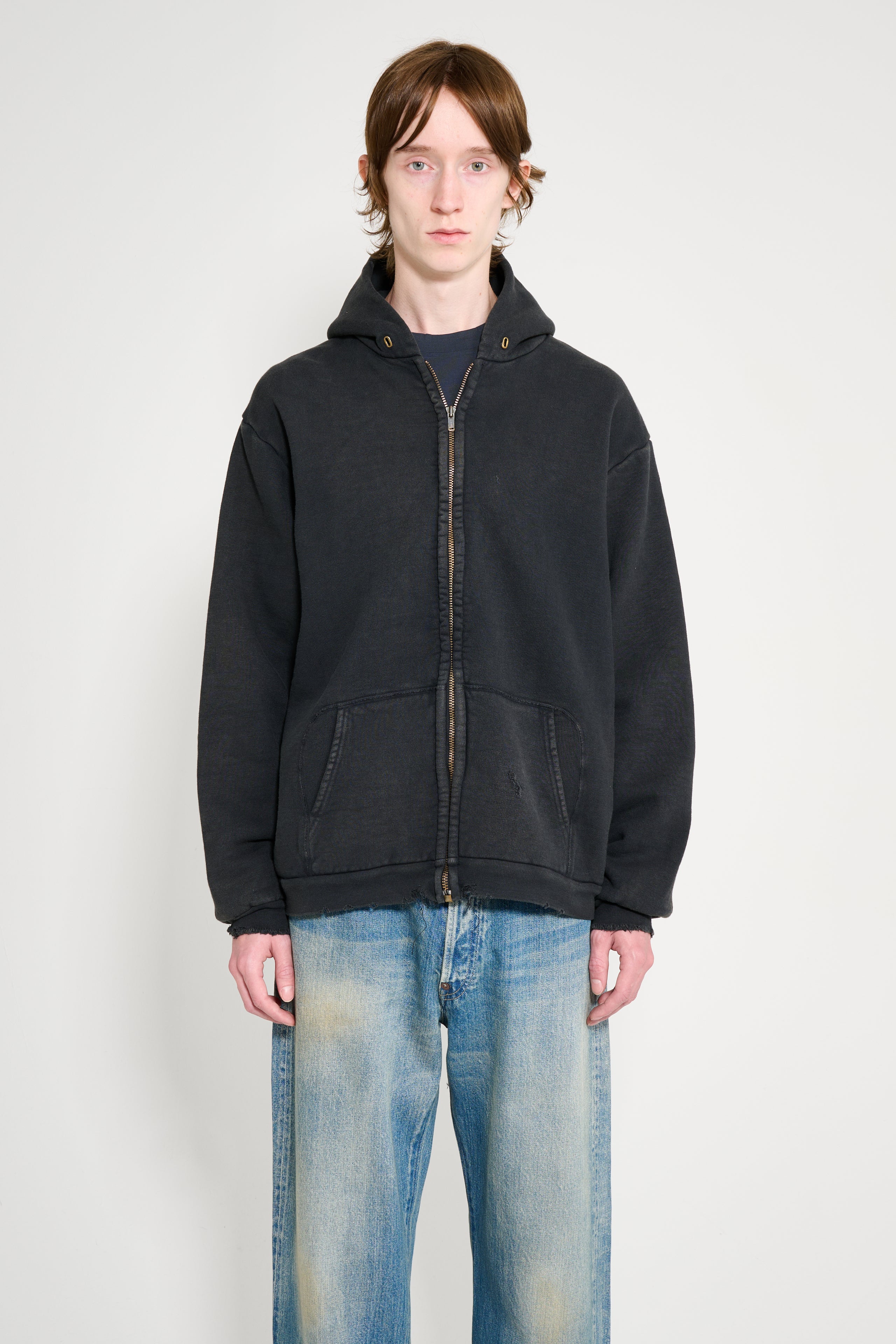 A.PRESSE Vintage Zip Sweat Hoodie Black