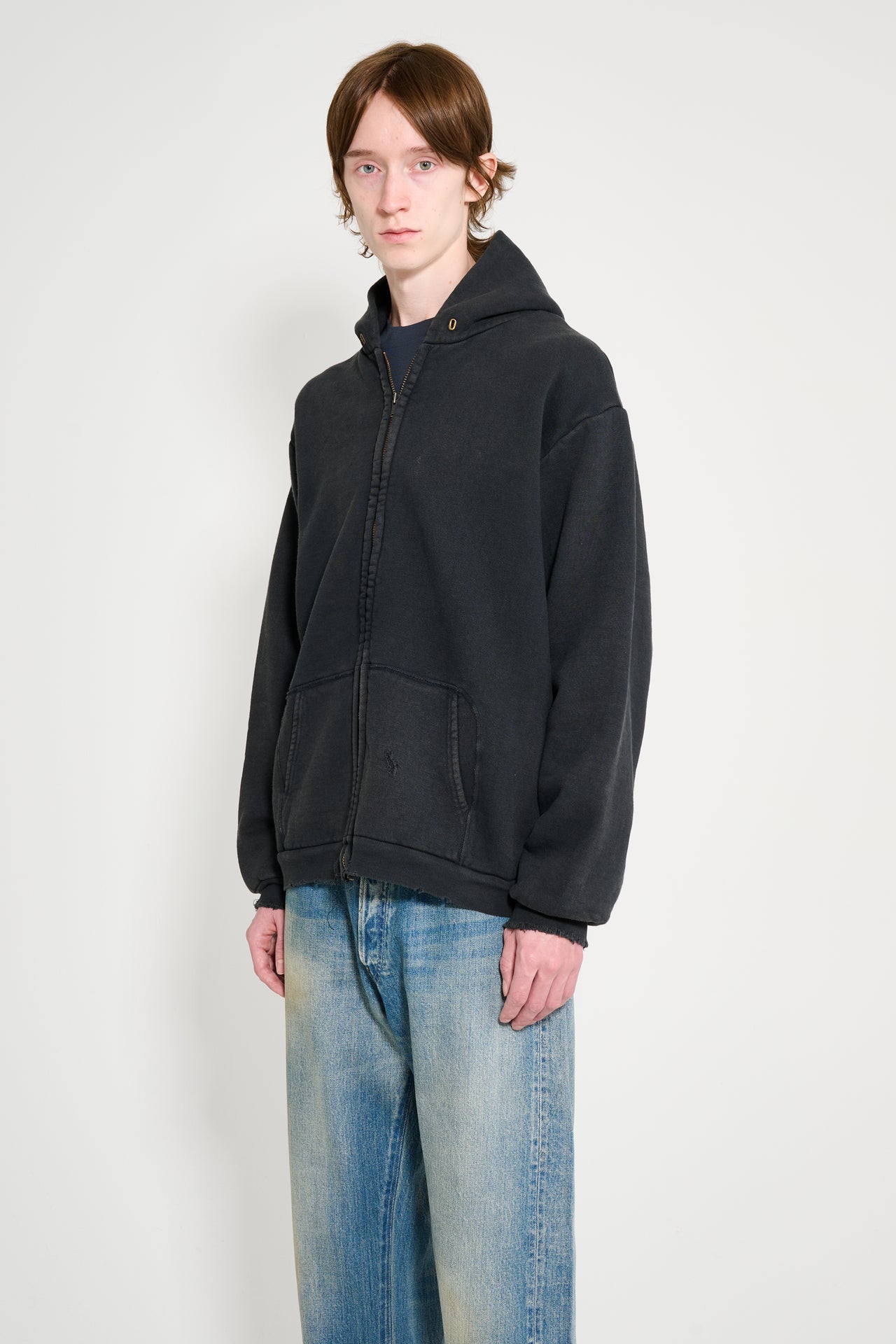 A.PRESSE Vintage Zip Sweat Hoodie Black