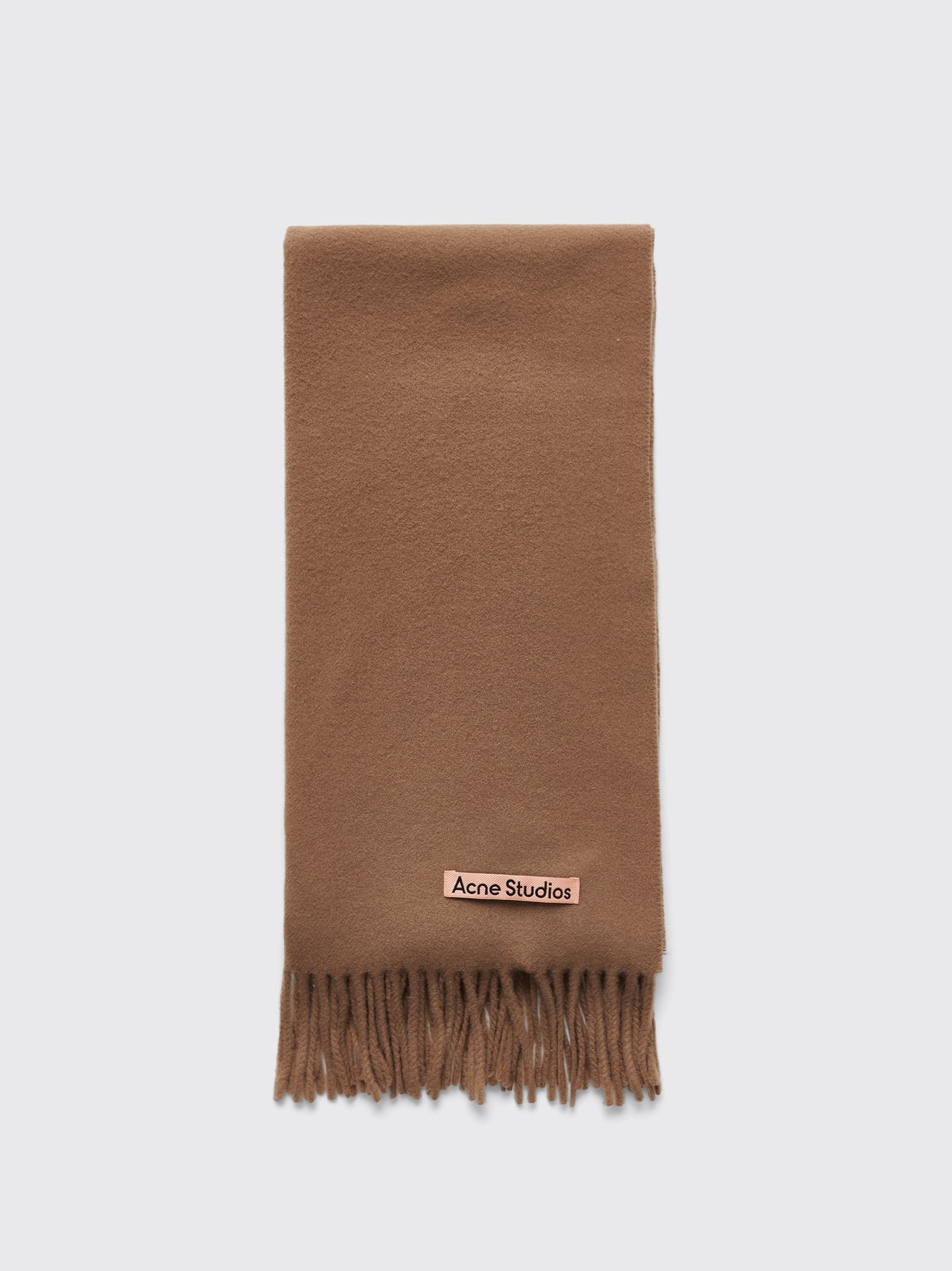 Acne Studios Fringe Wool Scarf Narrow Caramel Brown