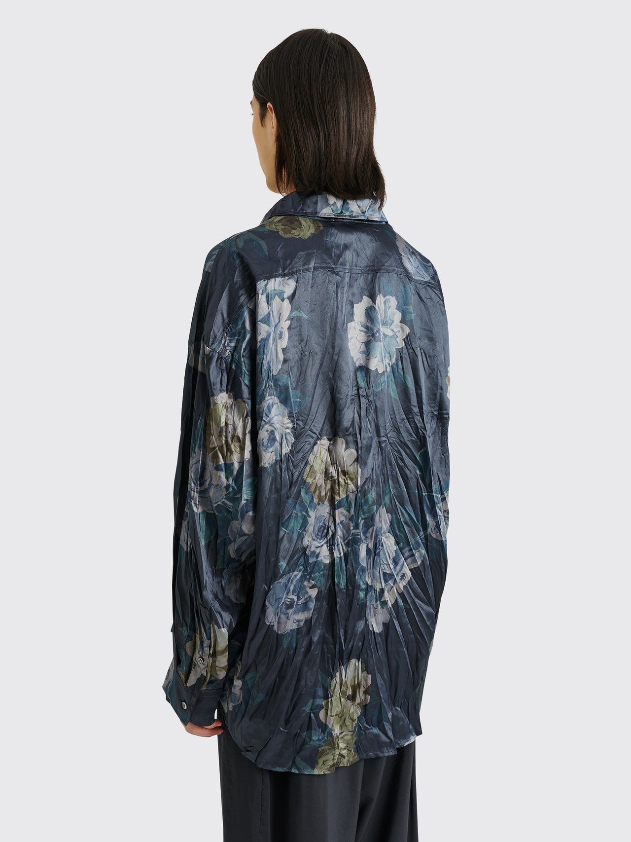 Acne Studios Floral Printed Shirt Navy Blue