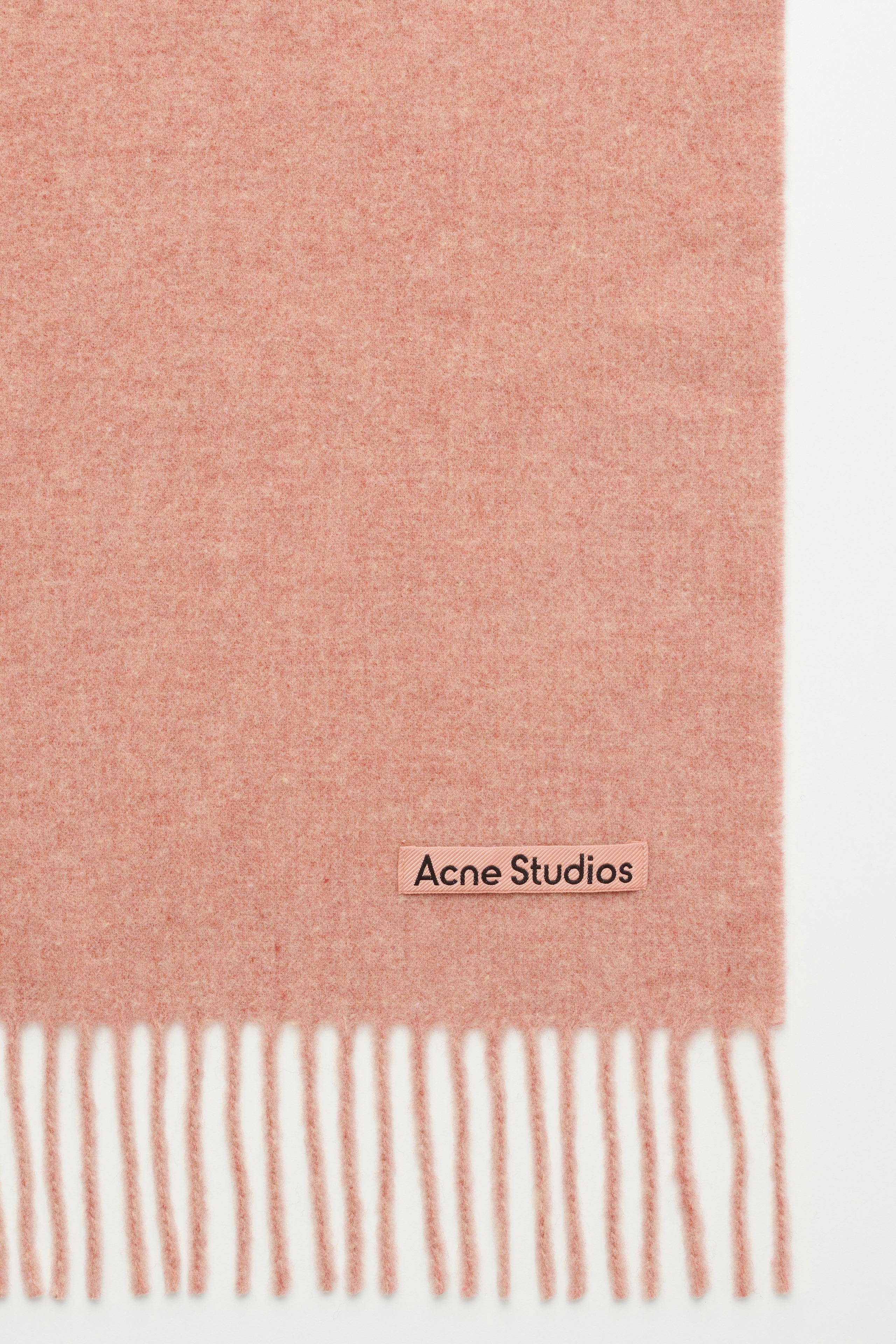 Acne Studios Fringe Wool Scarf Narrow Rose Melange