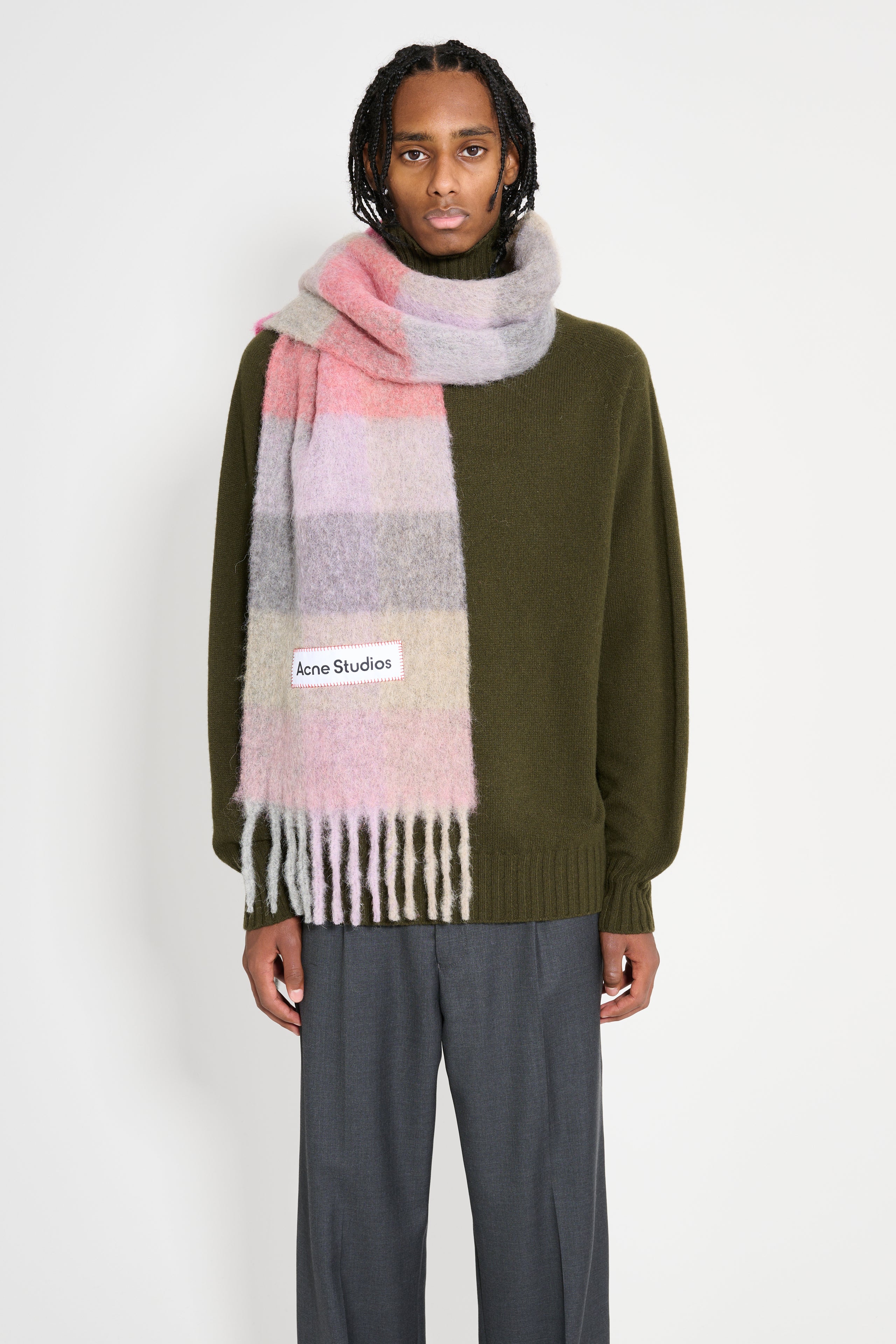 Acne Studios Fringe Wool Scarf Fuchsia / Lilac / Pink