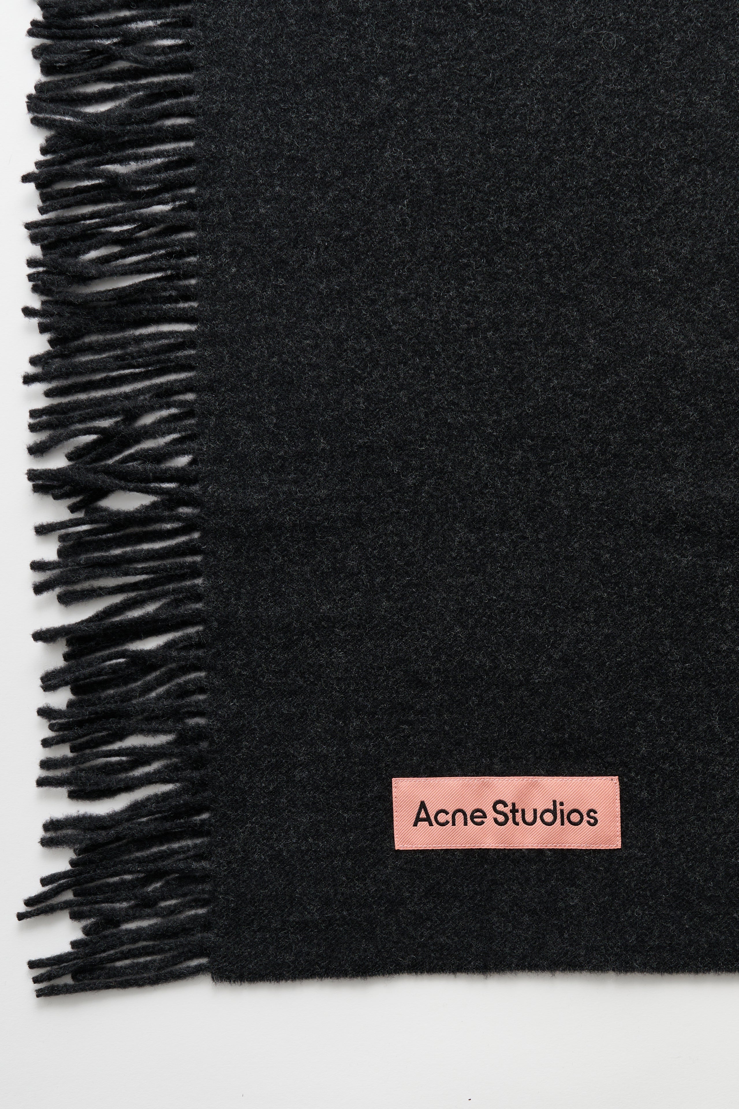 Acne Studios Lateral Fringe Scarf Black Melange