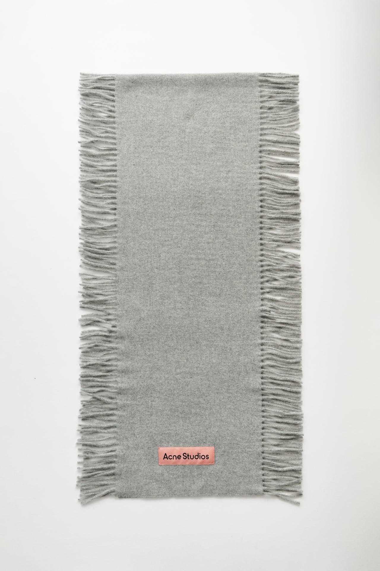 Acne Studios Lateral Fringe Scarf Light Grey Melange