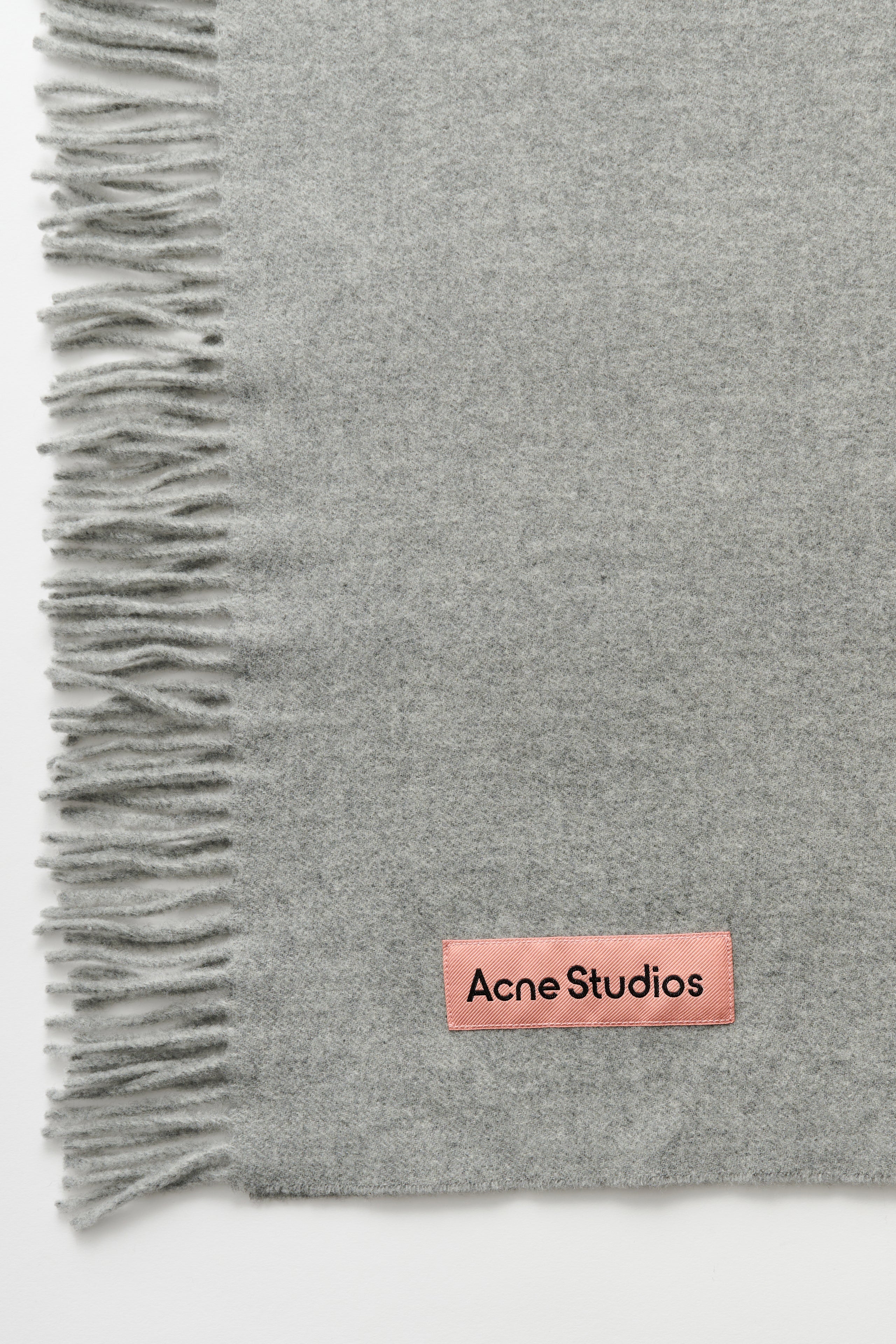 Acne Studios Lateral Fringe Scarf Light Grey Melange