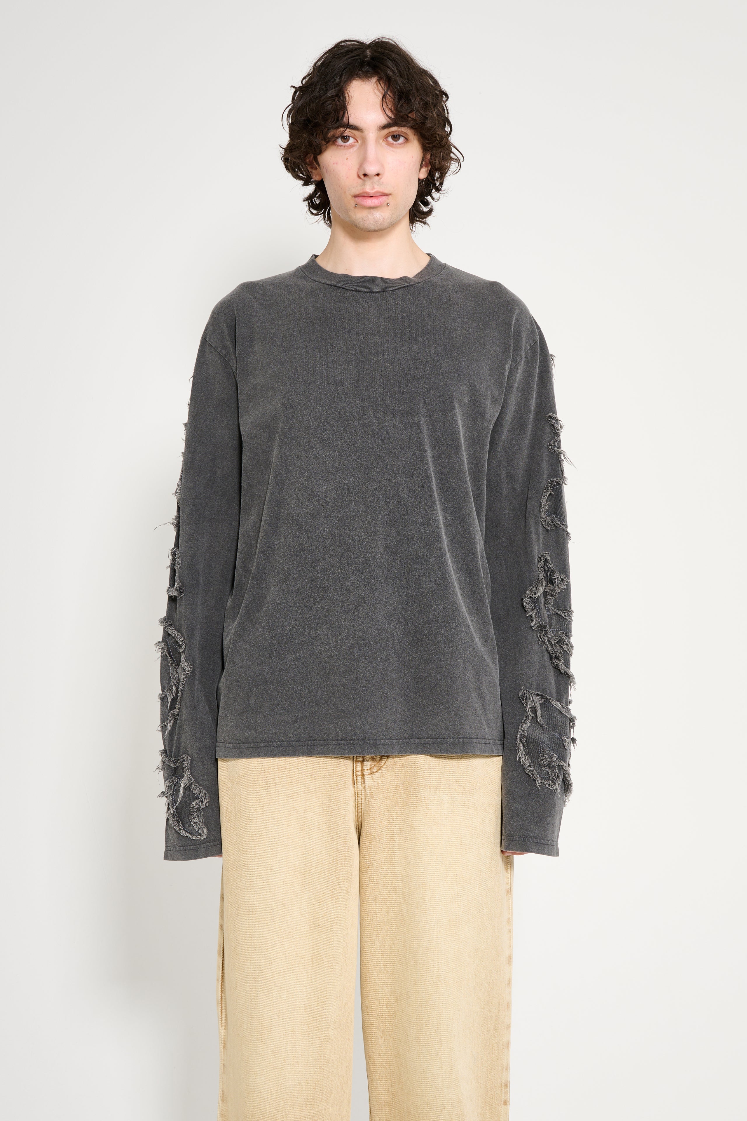 Acne Studios Goth Logo Long Sleeve T-shirt Faded Black