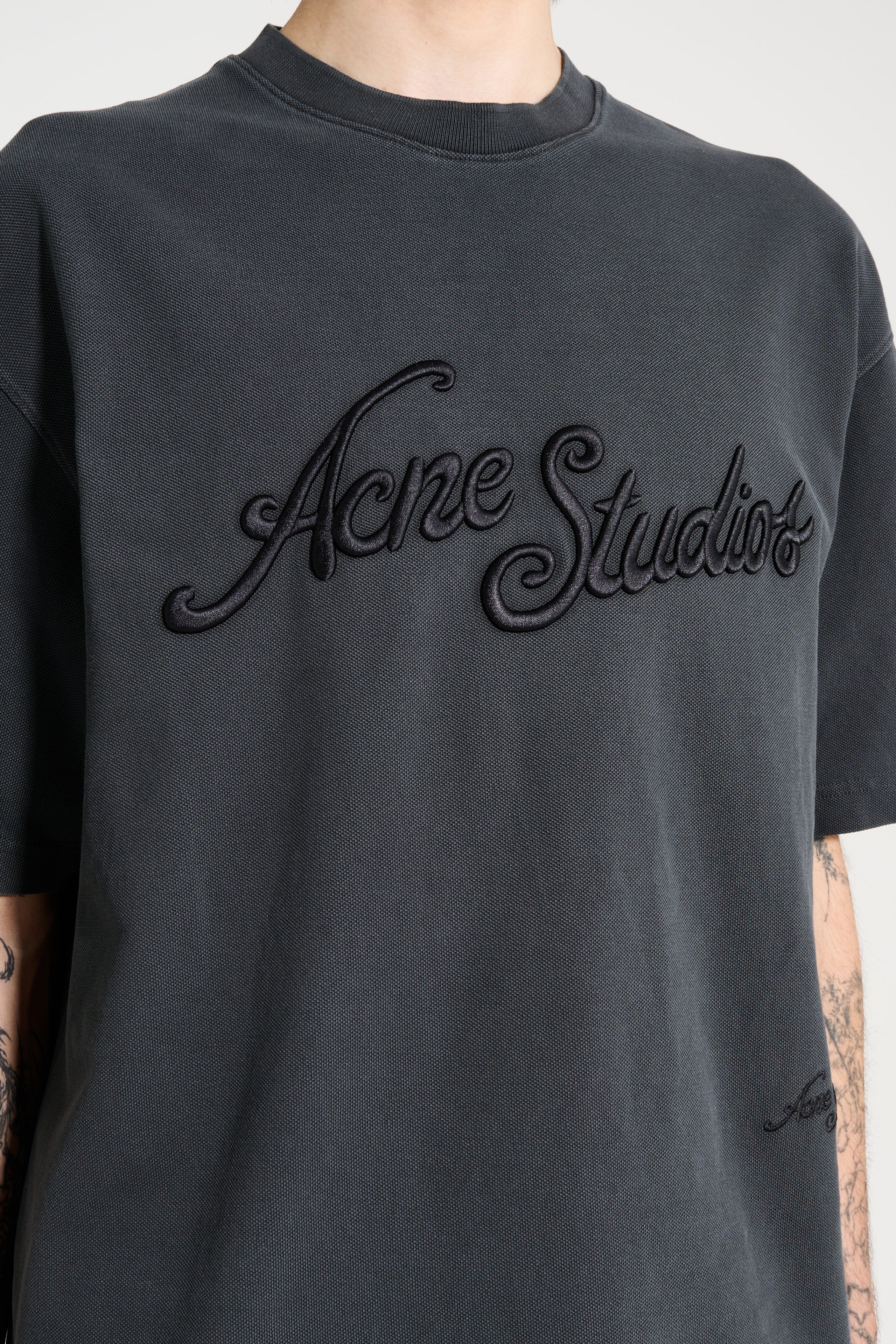 Acne Studios Cotton Pique Logo T-shirt Faded Black