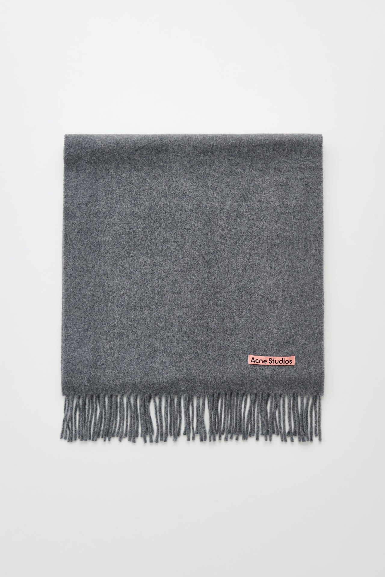 Acne Studios Fringe Wool Scarf Narrow Grey Melange