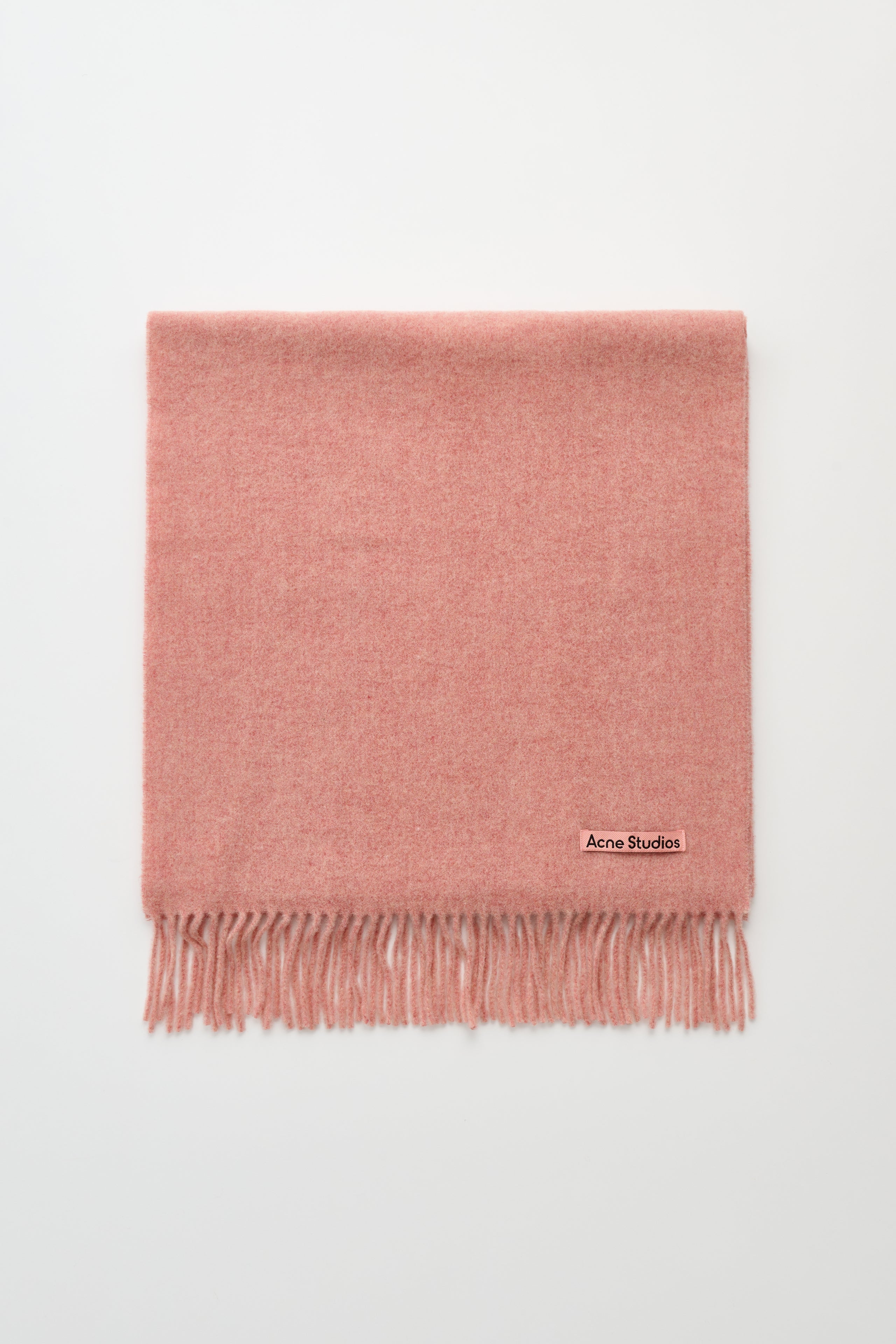 Acne Studios Fringe Wool Scarf Narrow Rose Melange