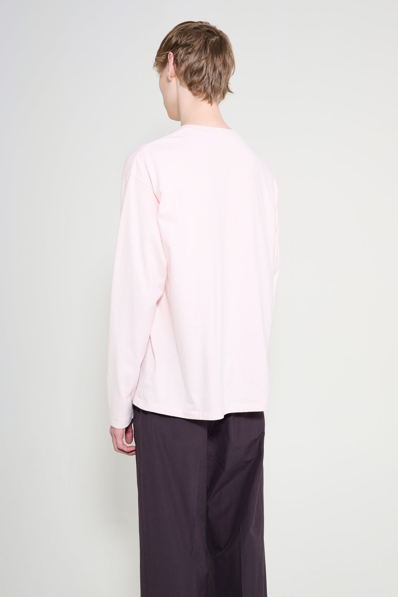 Auralee Brushed Organic Cotton Jersey L/S Tee Pale Pink