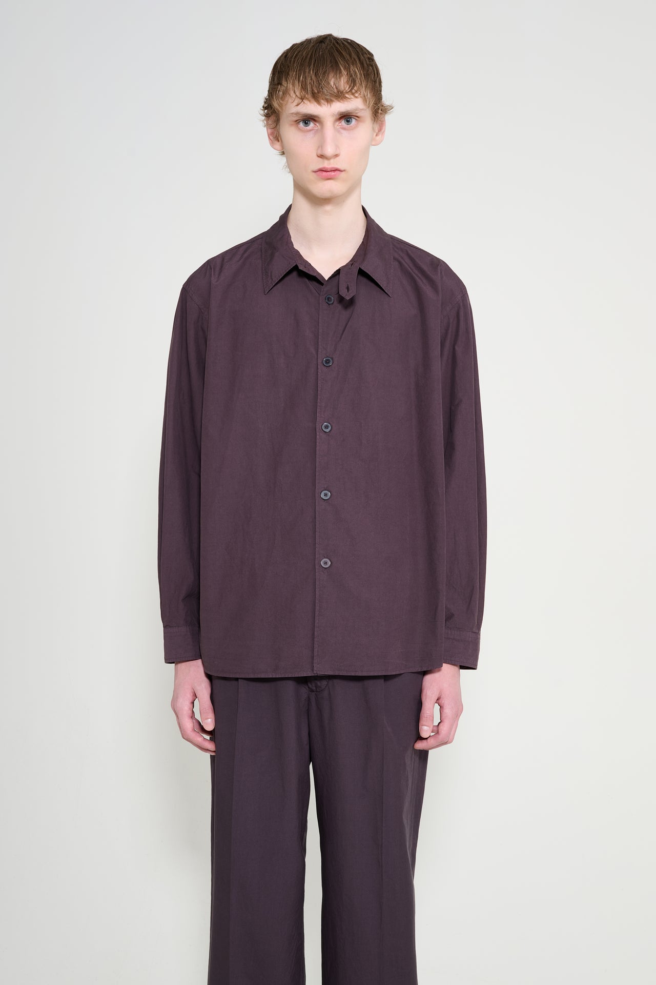 Auralee Garment-Dyed Finx Shuttle Weather Shirt Dark Brown