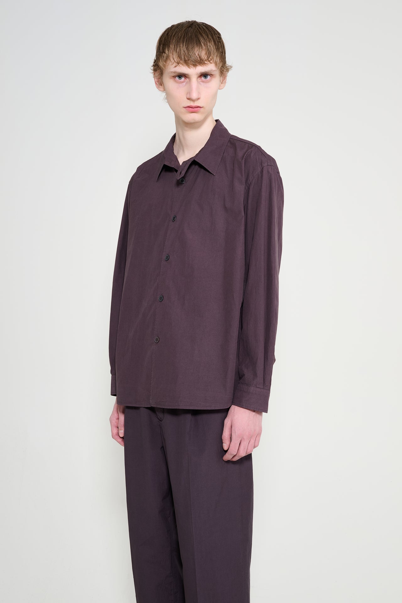 Auralee Garment-Dyed Finx Shuttle Weather Shirt Dark Brown