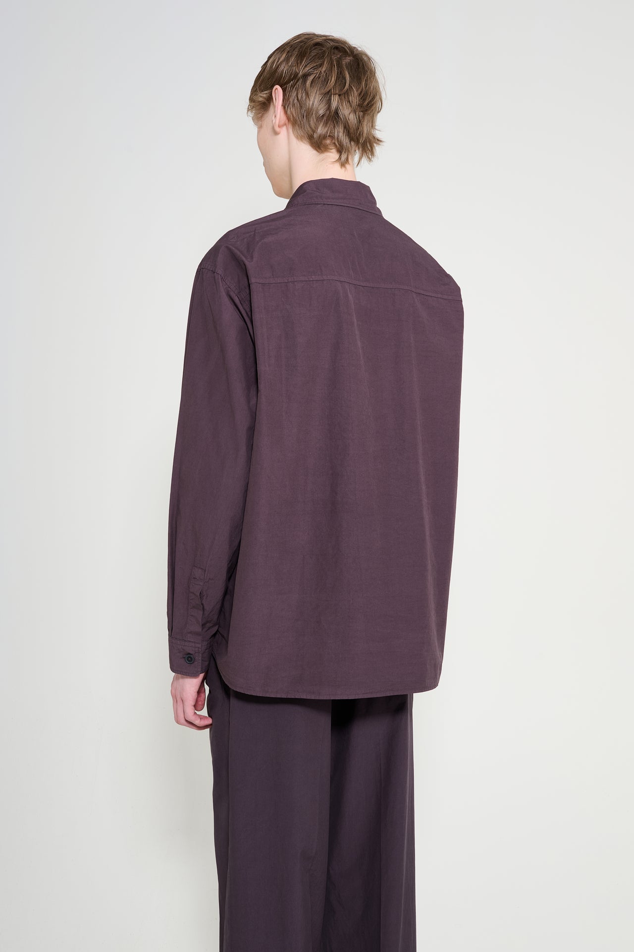Auralee Garment-Dyed Finx Shuttle Weather Shirt Dark Brown