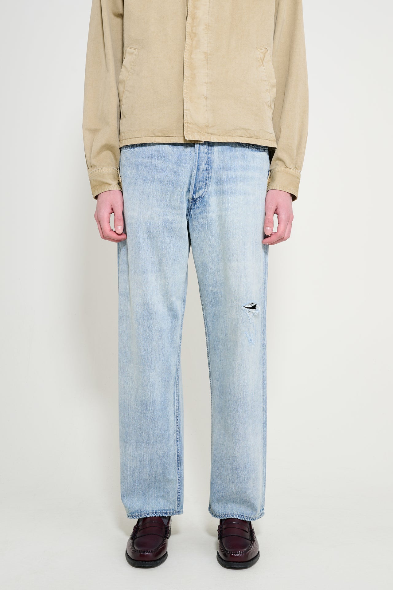 Auralee Faded Selvedge Light Denim Wide Pants Light Indigo