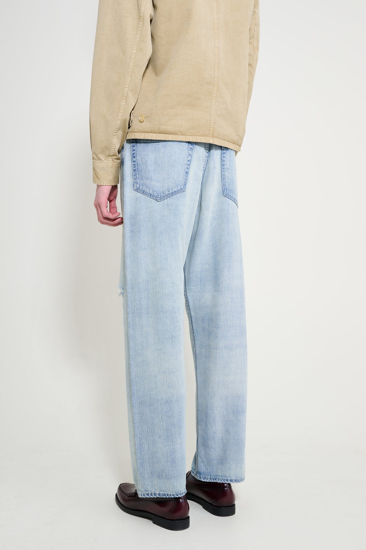 Auralee Faded Selvedge Light Denim Wide Pants Light Indigo