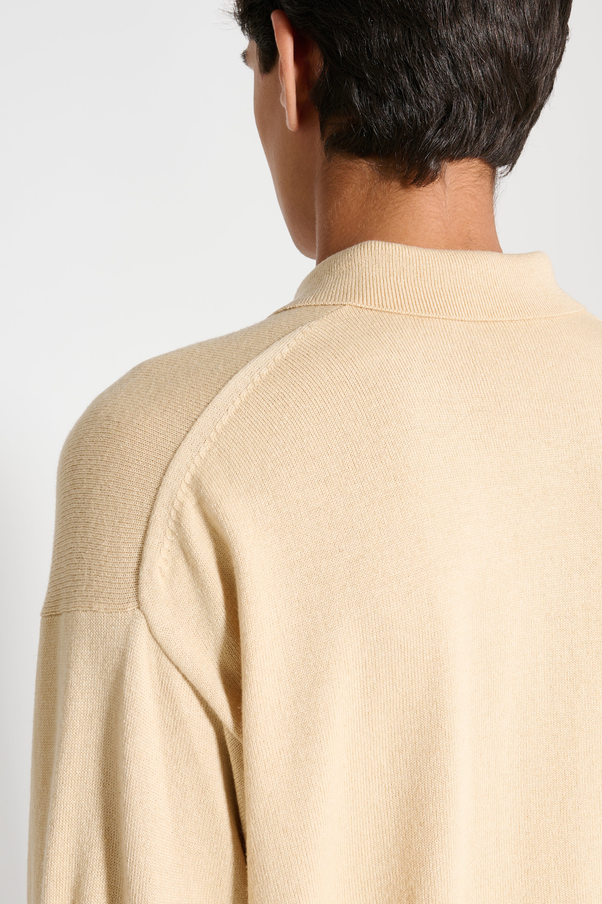 Auralee Cashmere Silk Wool Knit Polo Light Beige