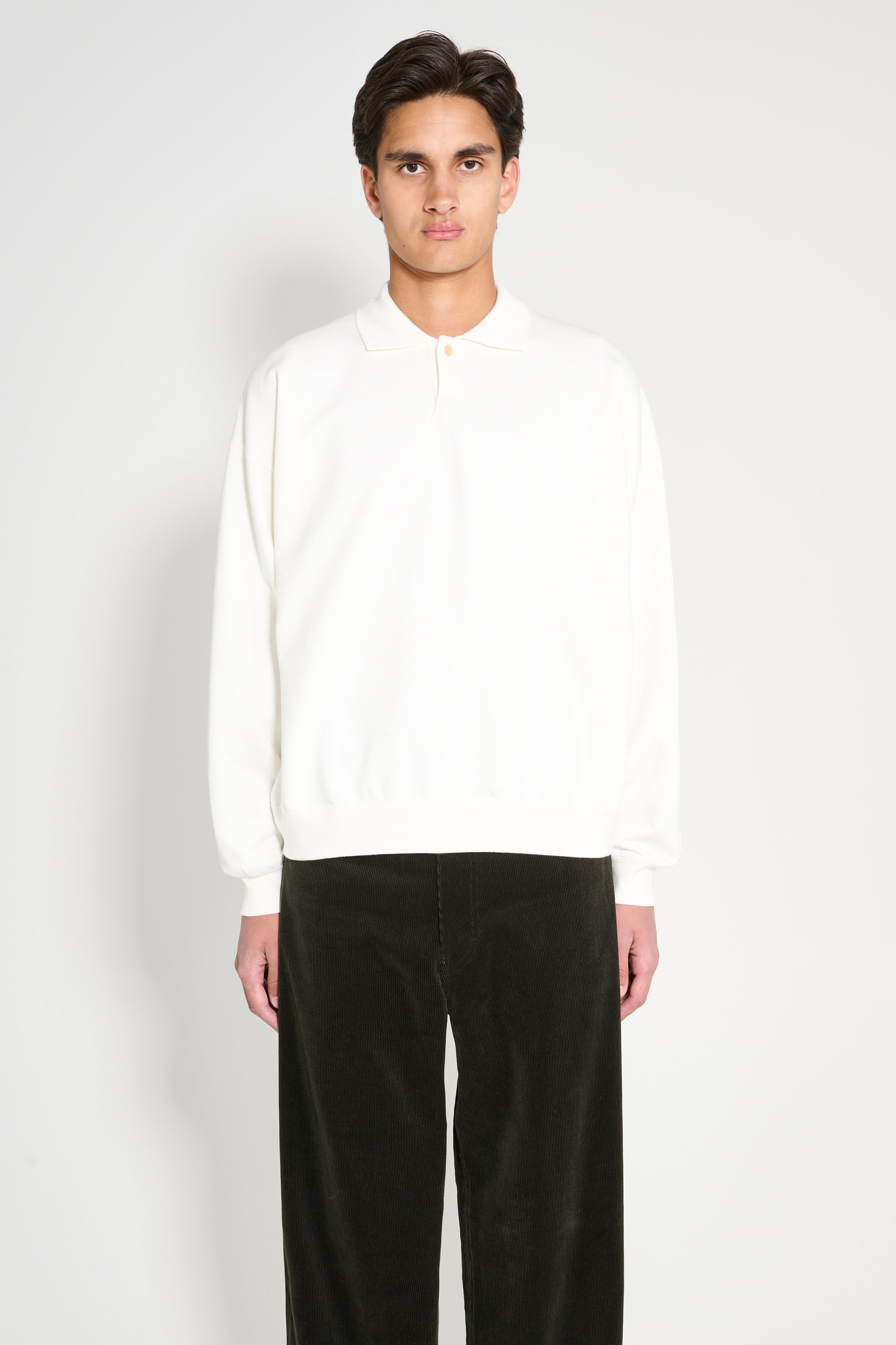 Auralee Pima Light Sweat Polo White