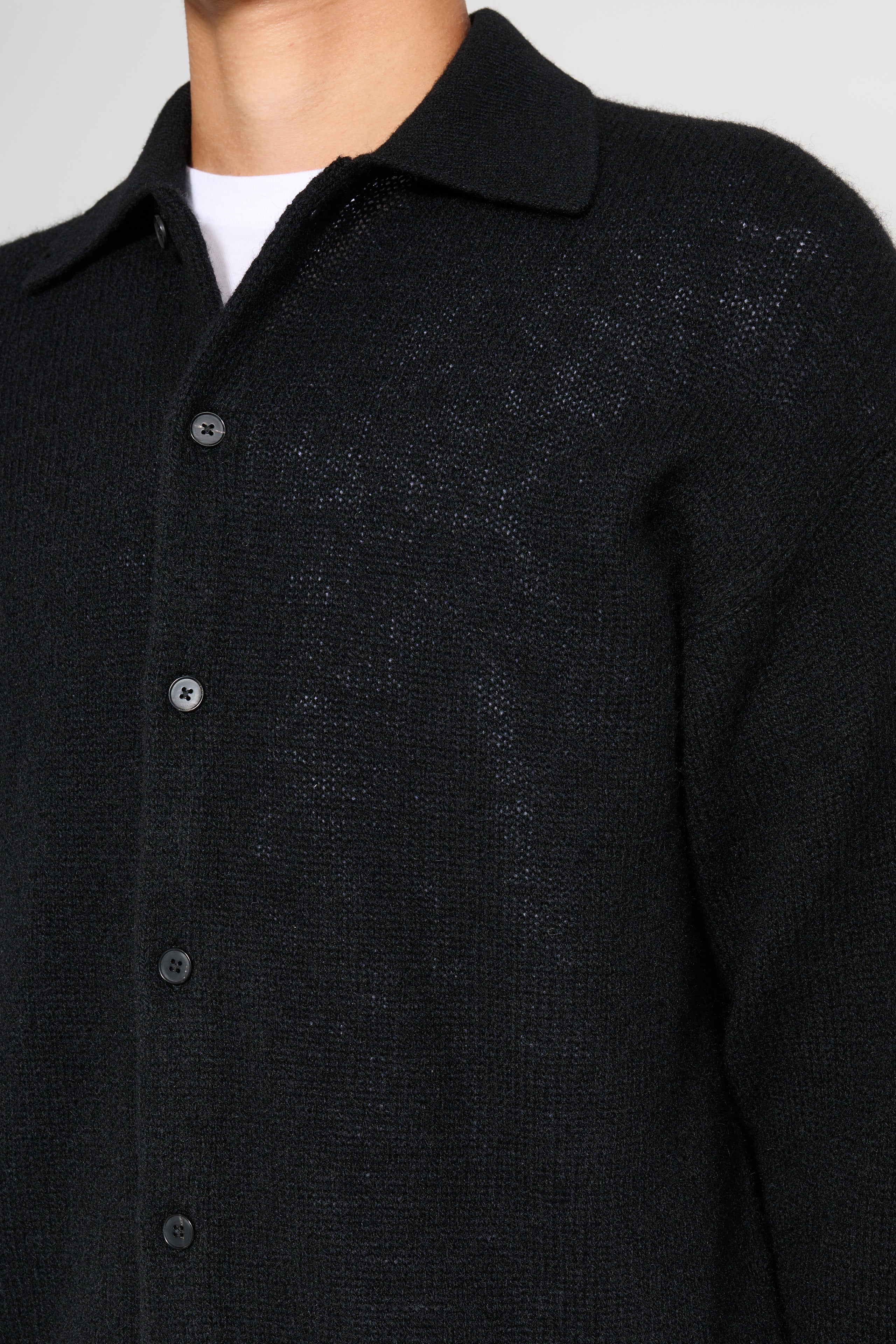 Auralee Shetland Wool Cashmere Knit Cardigan Black