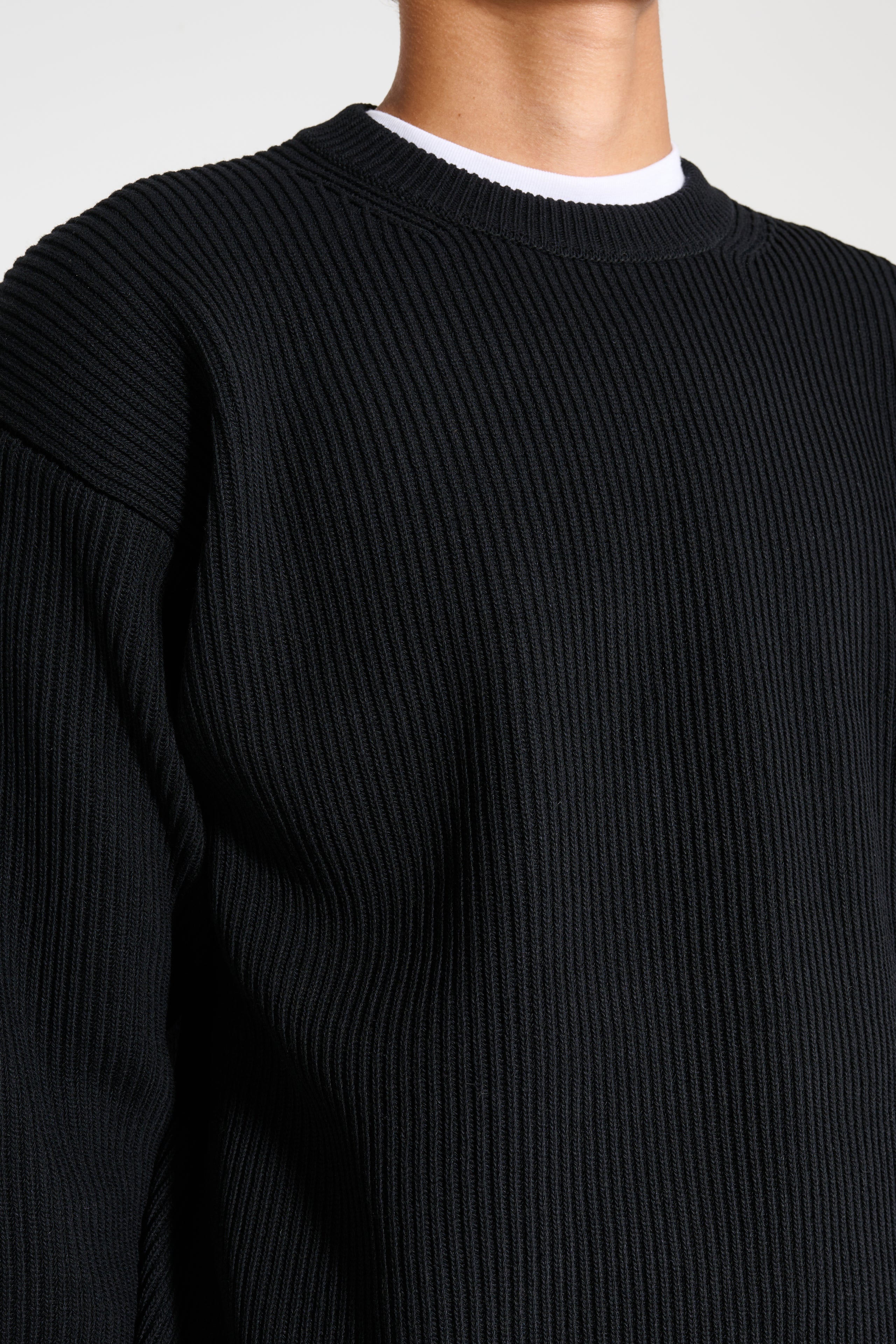 Auralee Superfine Wool Rib Knit P/O Black