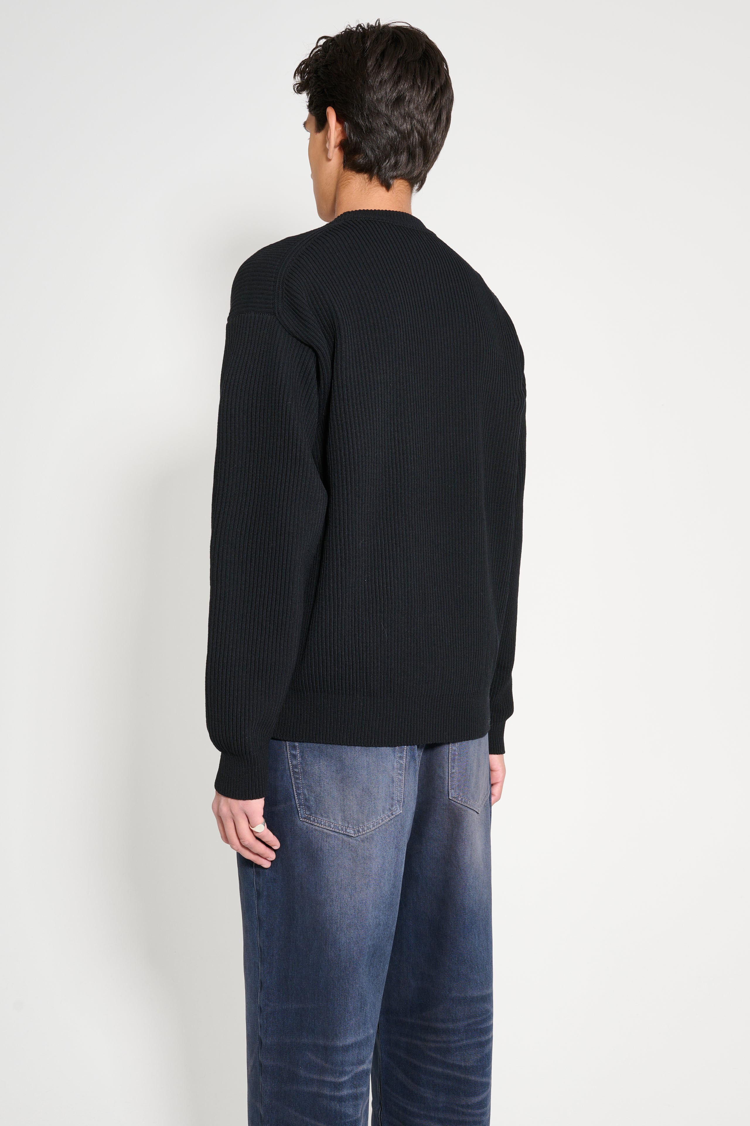 Auralee Superfine Wool Rib Knit P/O Black