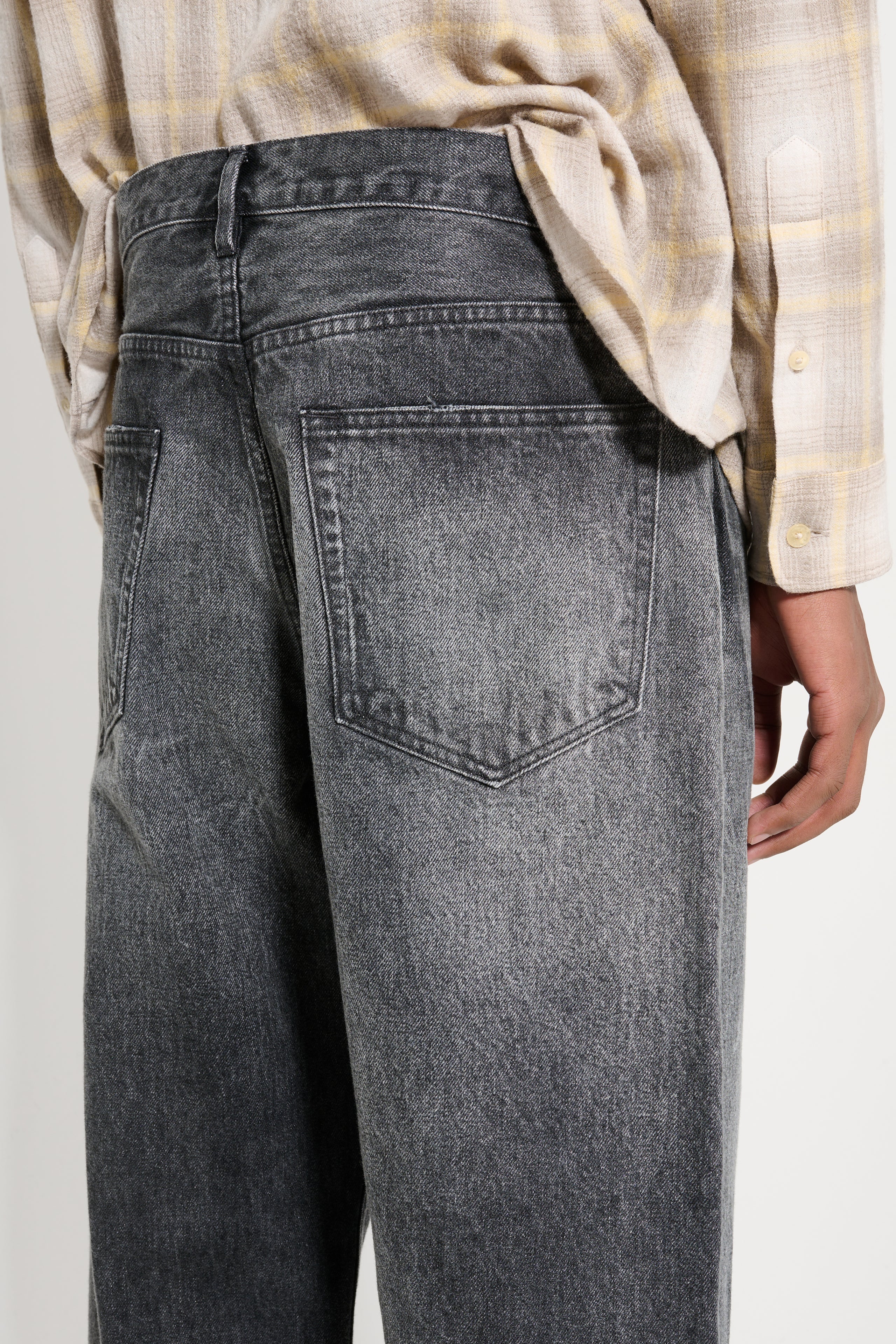 Auralee Selvedge Faded Heavy Denim Wide Pants Faded Black