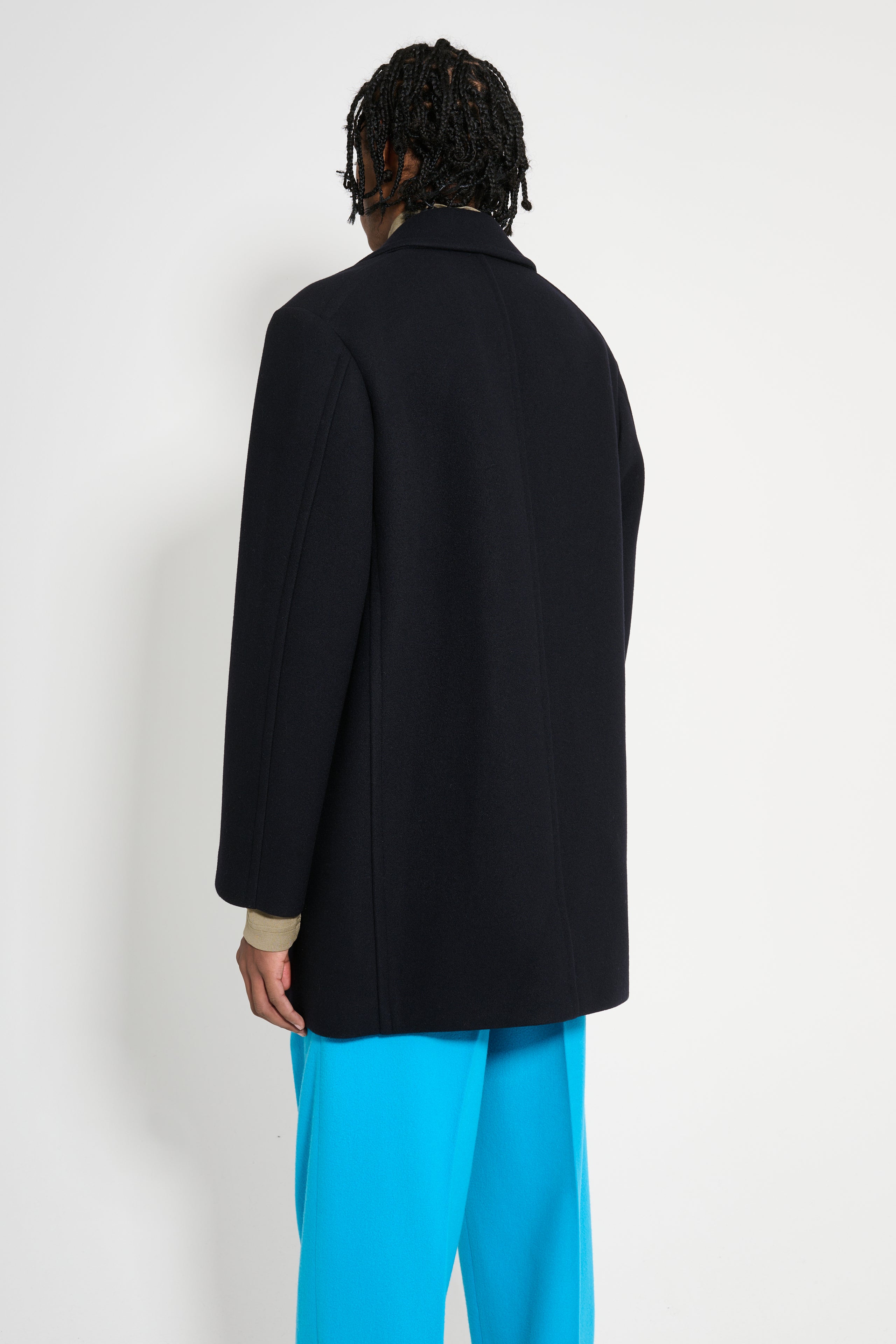 Auralee Sponge Wool Melton P-Coat Dark Navy