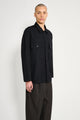 Auralee Wool Herringbone Overshirt Black