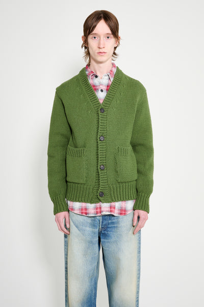 トップス AURALEE FELT WOOL YARN KNIT CARDIGAN Auralee Wool Cashmere Felted Knit Cardigan Olive – Très Bien